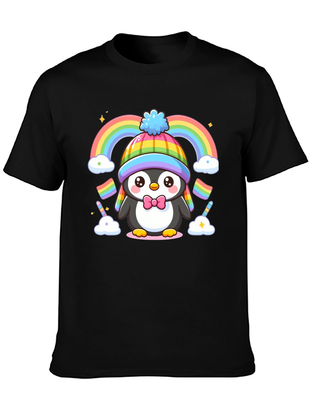 Cute Penguin Rainbow Graphic Tee