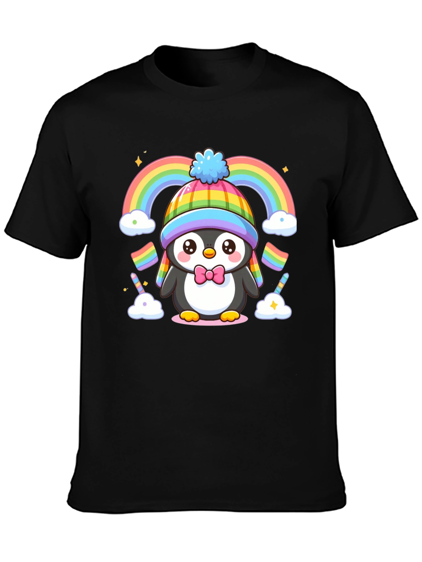 Cute Penguin Rainbow Graphic Tee