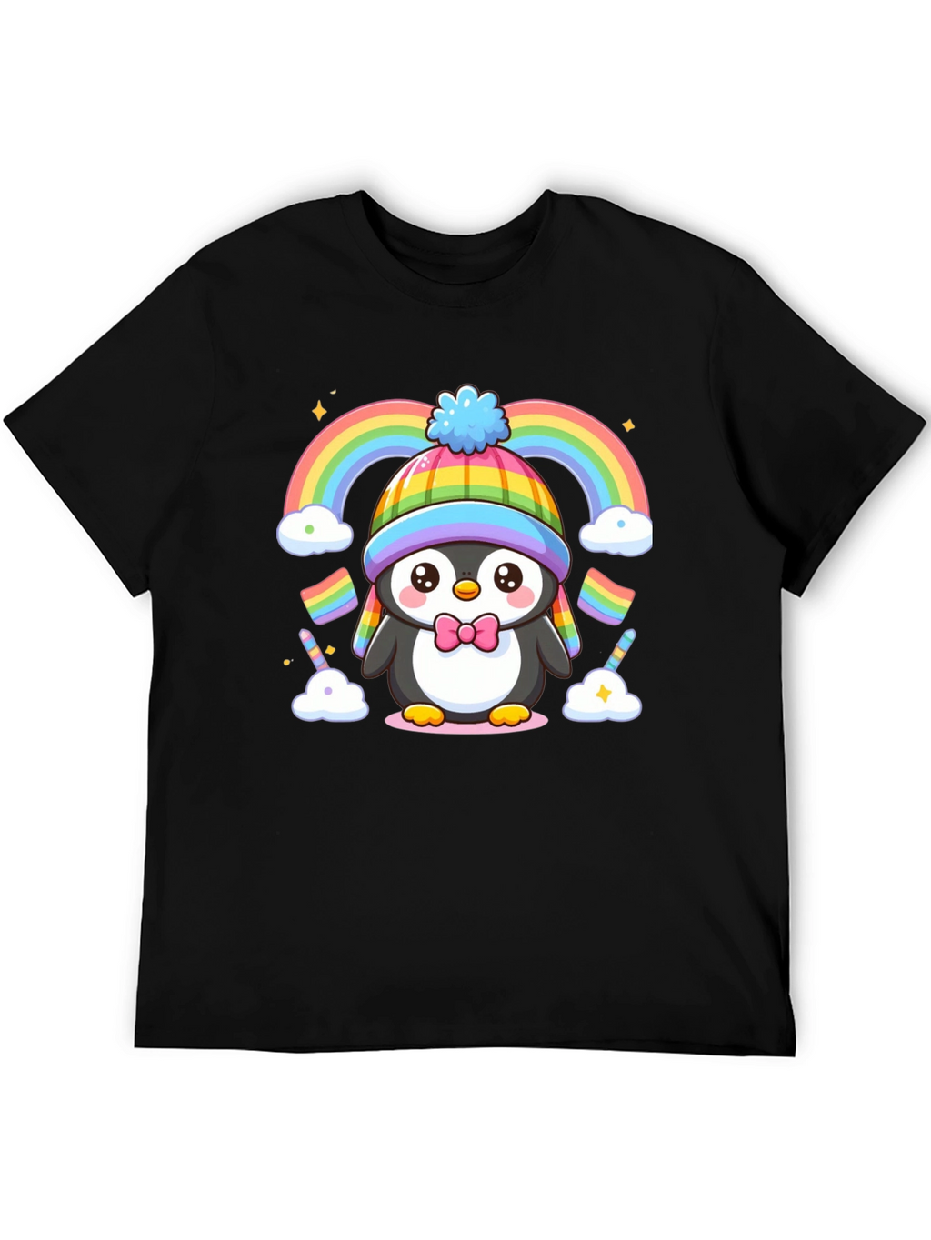 Cute Penguin Rainbow Graphic Tee