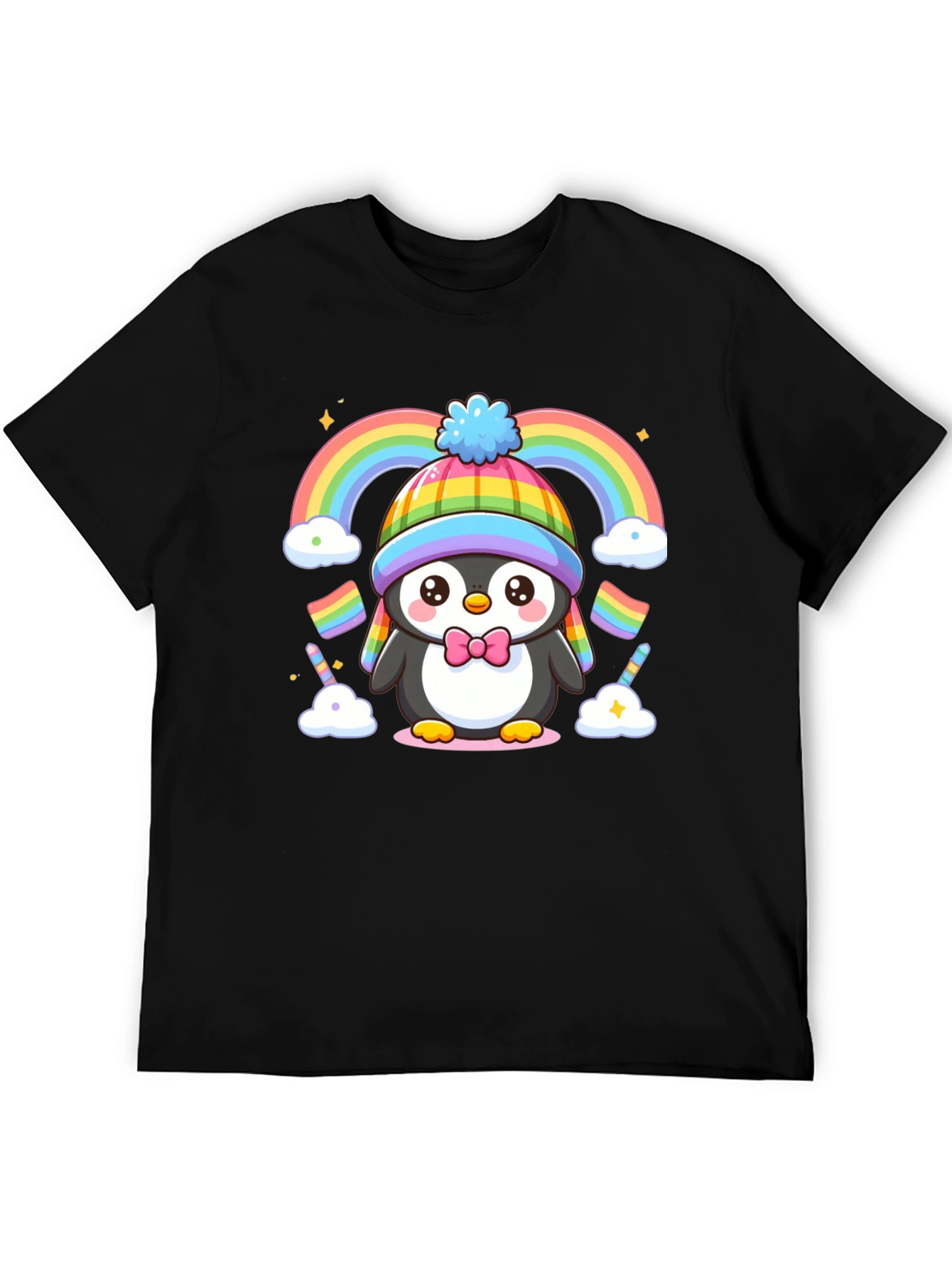 Cute Penguin Rainbow Graphic Tee