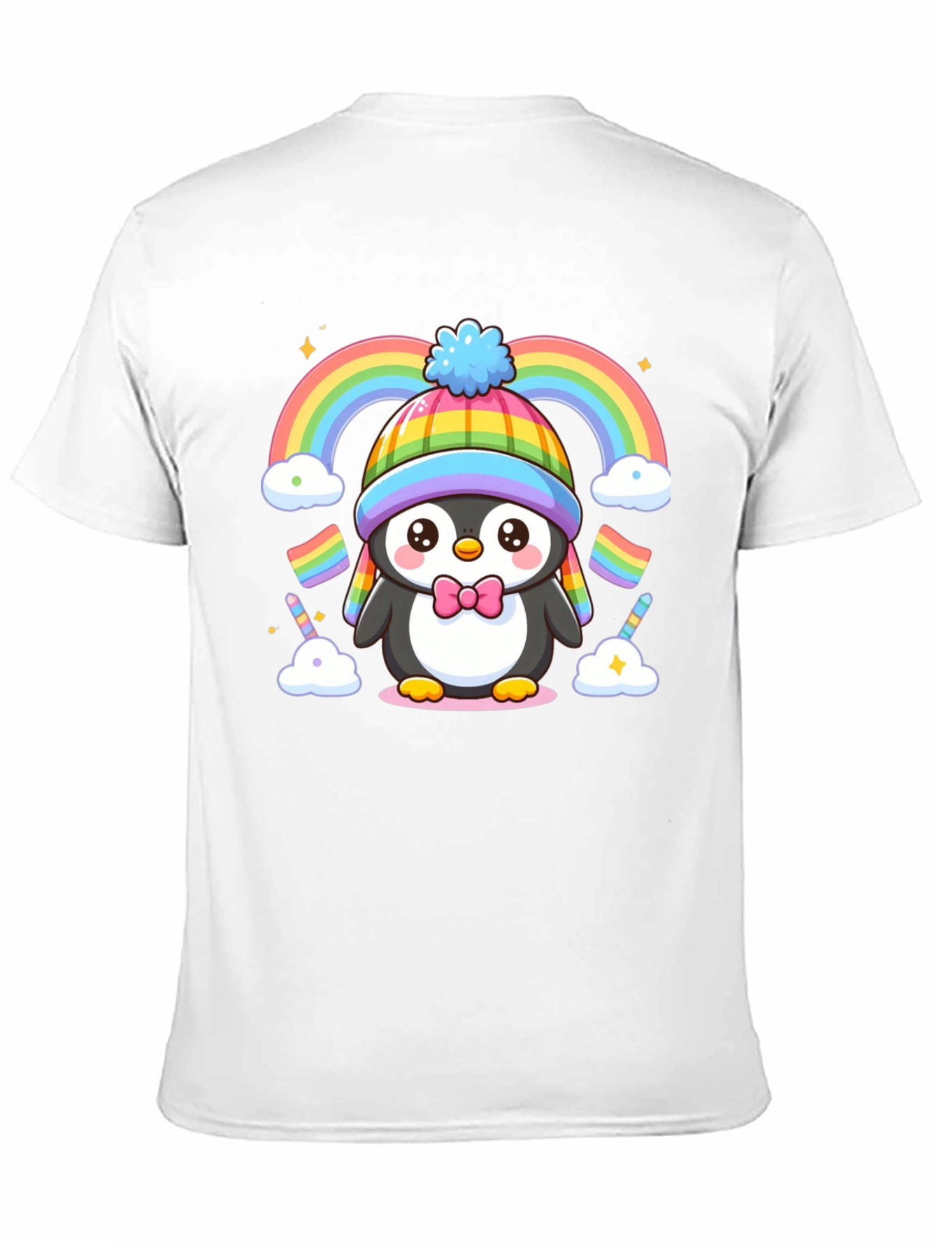 Cute Penguin Rainbow Graphic Tee