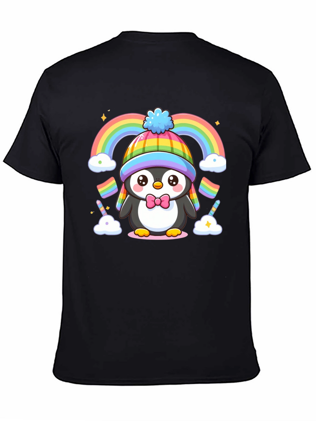Cute Penguin Rainbow Graphic Tee