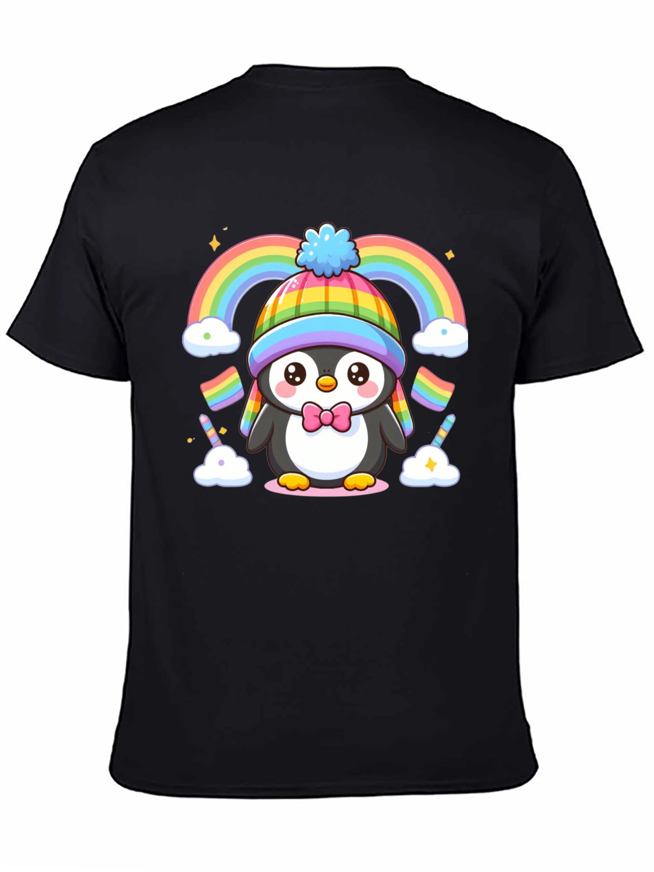 Cute Penguin Rainbow Graphic Tee
