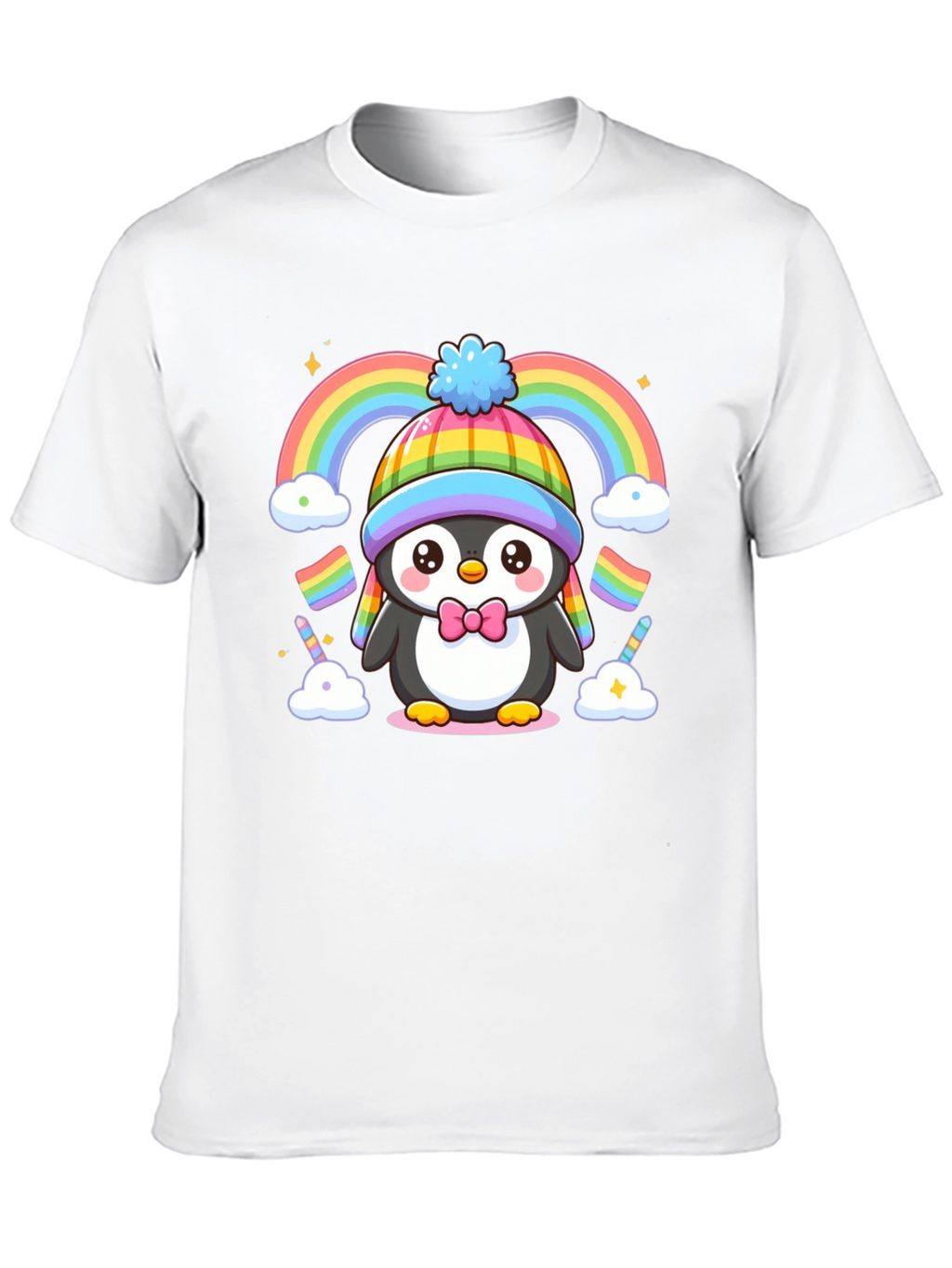 Cute Penguin Rainbow Graphic Tee