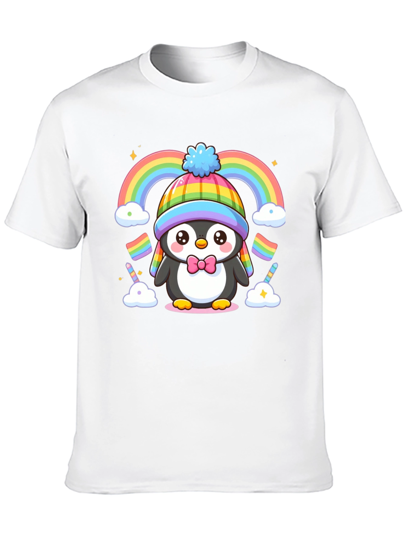 Cute Penguin Rainbow Graphic Tee