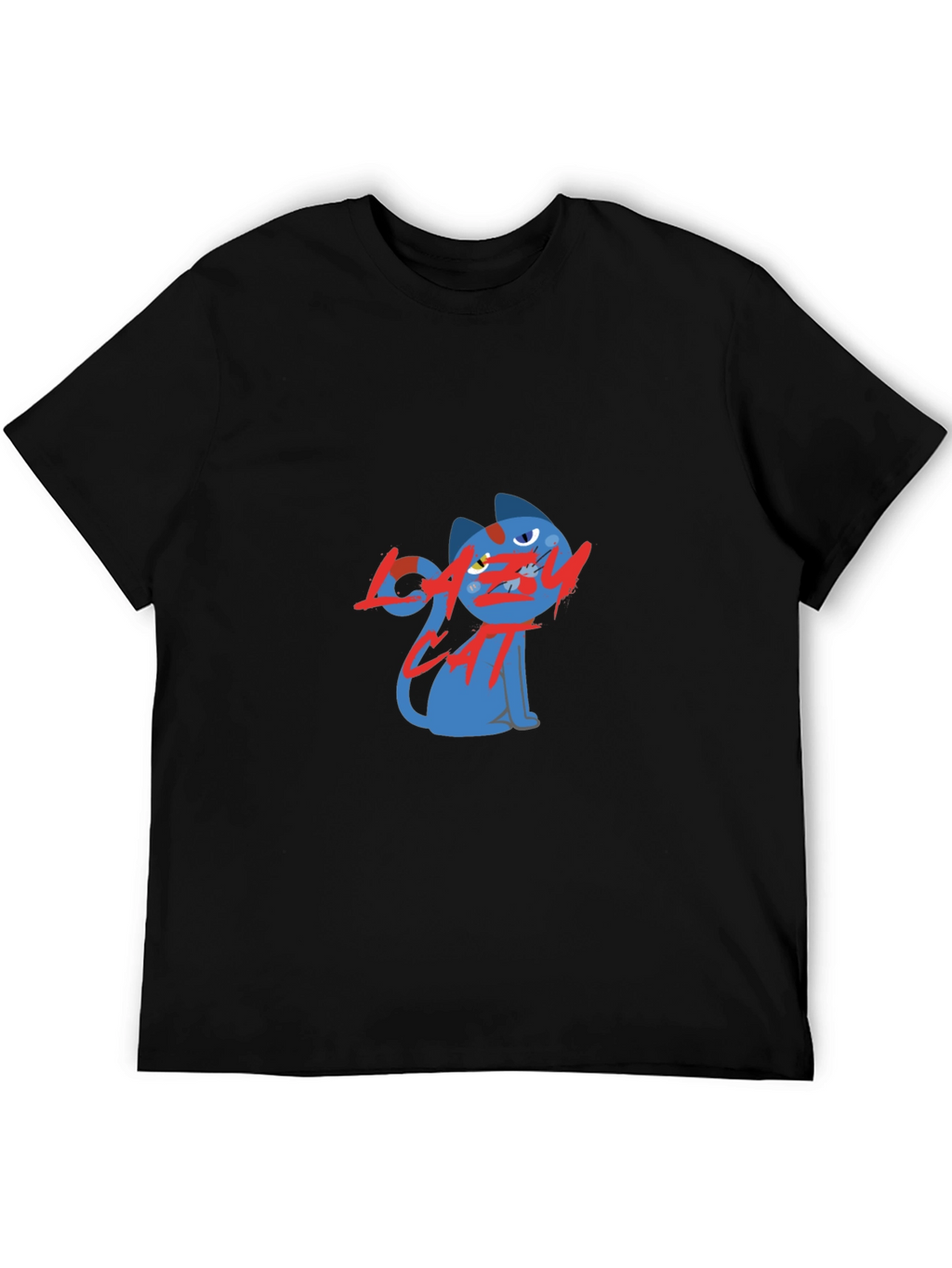 Lazy Cat Graphic Black T-Shirt