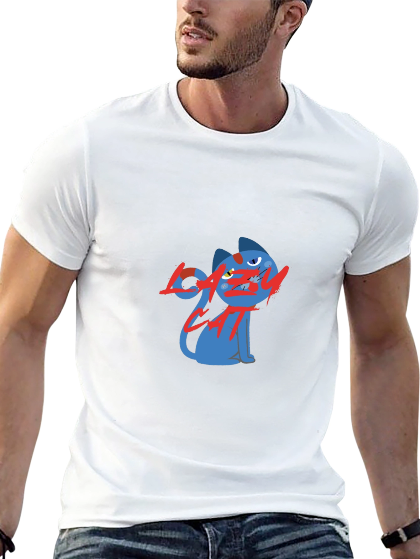 Lazy Cat Graphic Black T-Shirt