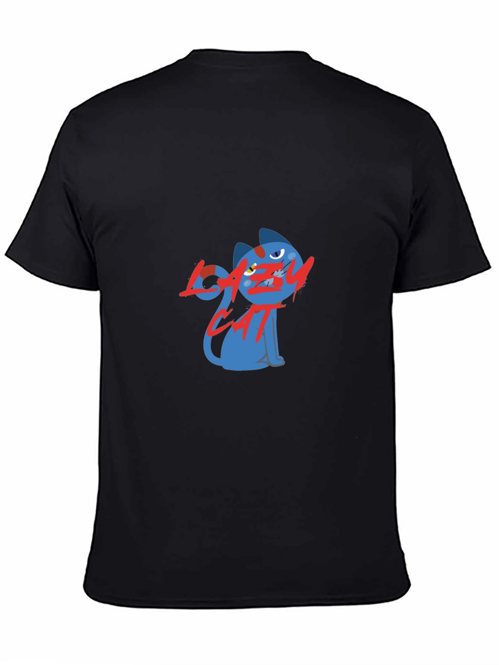 Lazy Cat Graphic Black T-Shirt
