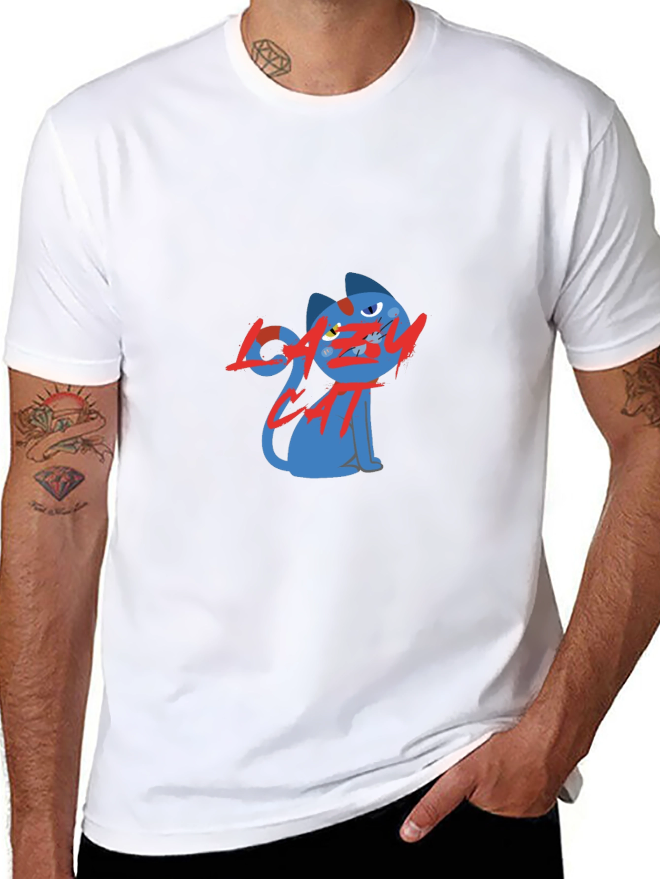 Lazy Cat Graphic Black T-Shirt