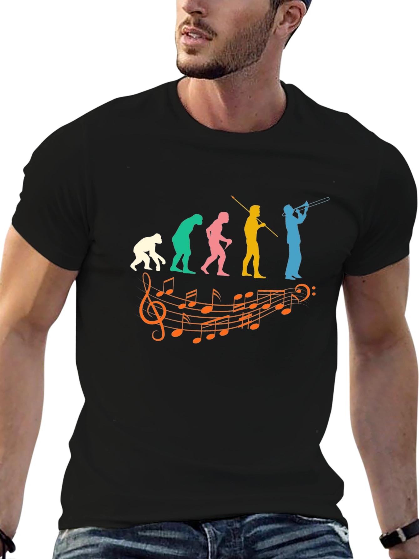 Evolution of Music T-Shirt - Trombone Player