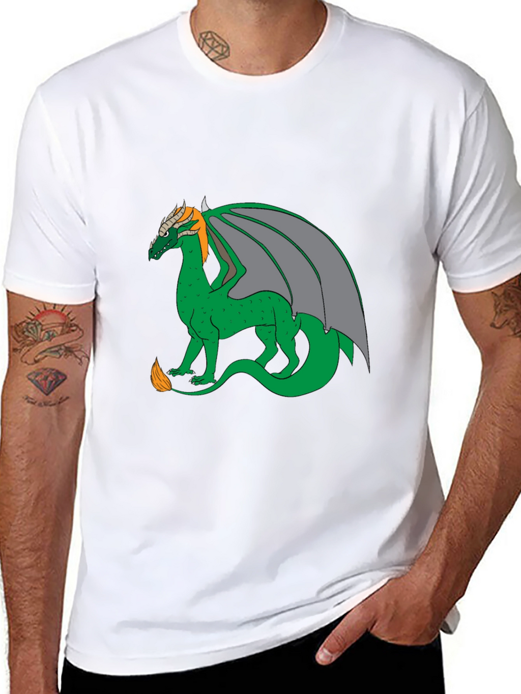 Dragon Graphic Tee - Black Cotton Blend Casual Wear