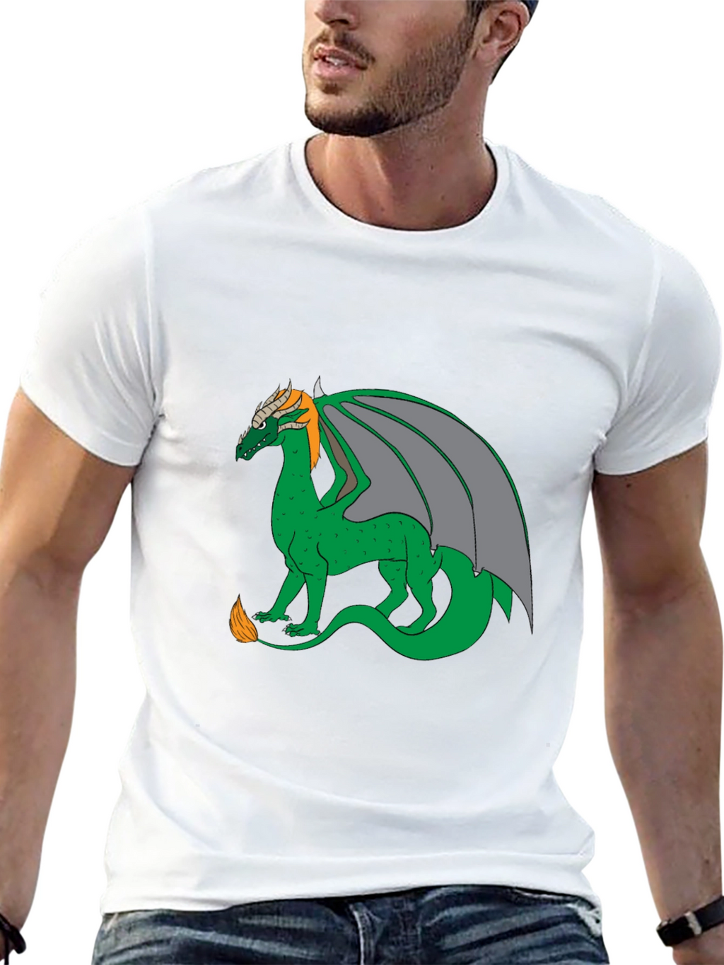 Dragon Graphic Tee - Black Cotton Blend Casual Wear