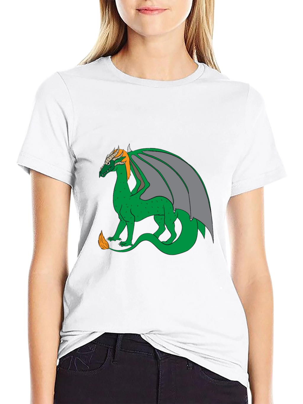 Dragon Graphic Tee - Black Cotton Blend Casual Wear