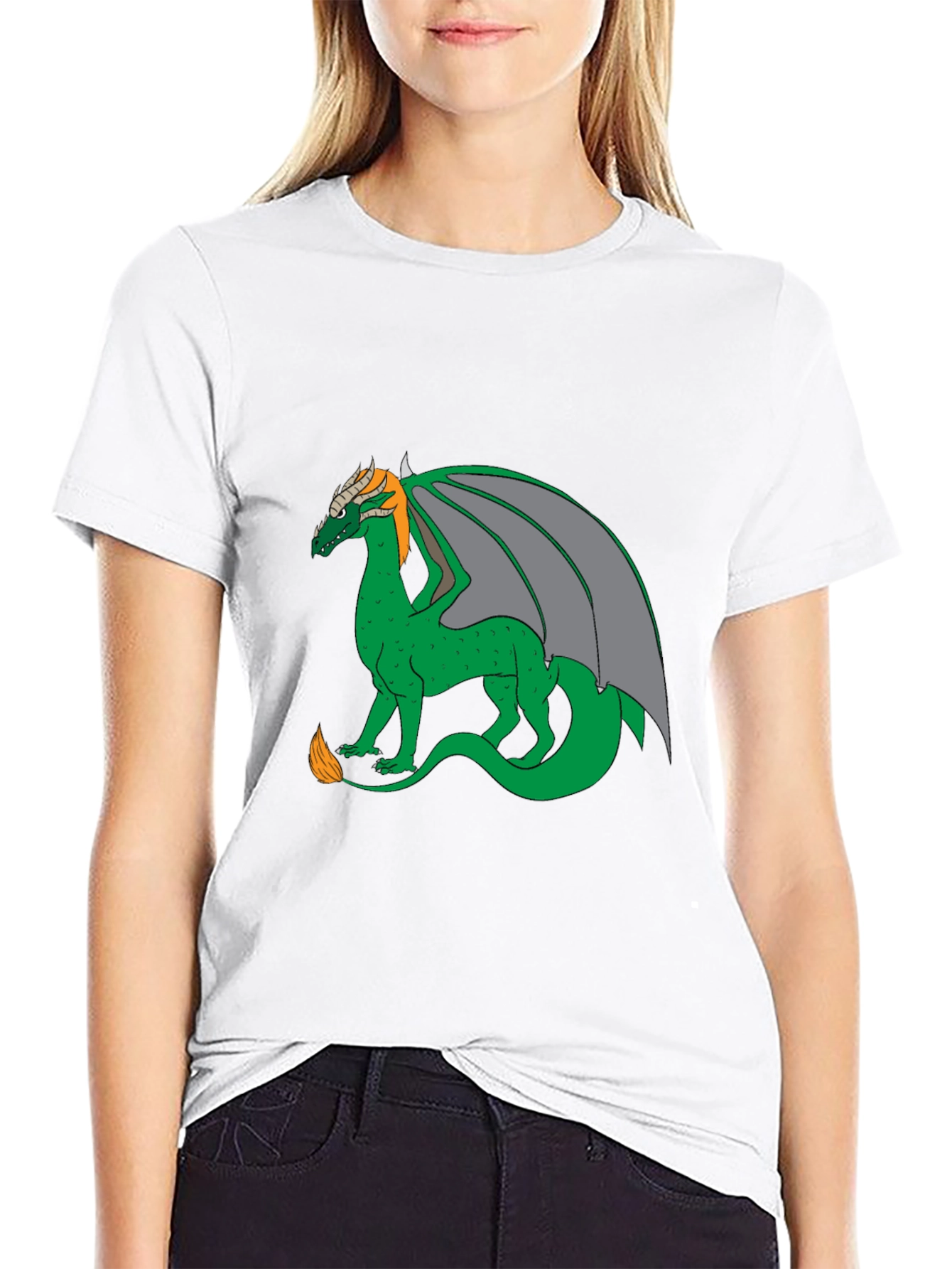 Dragon Graphic Tee - Black Cotton Blend Casual Wear