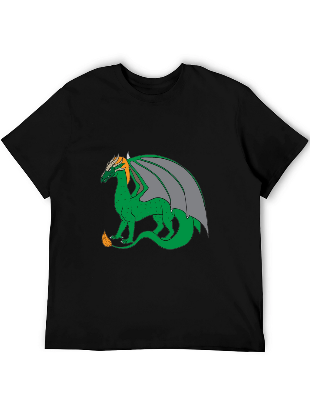 Dragon Graphic Tee - Black Cotton Blend Casual Wear