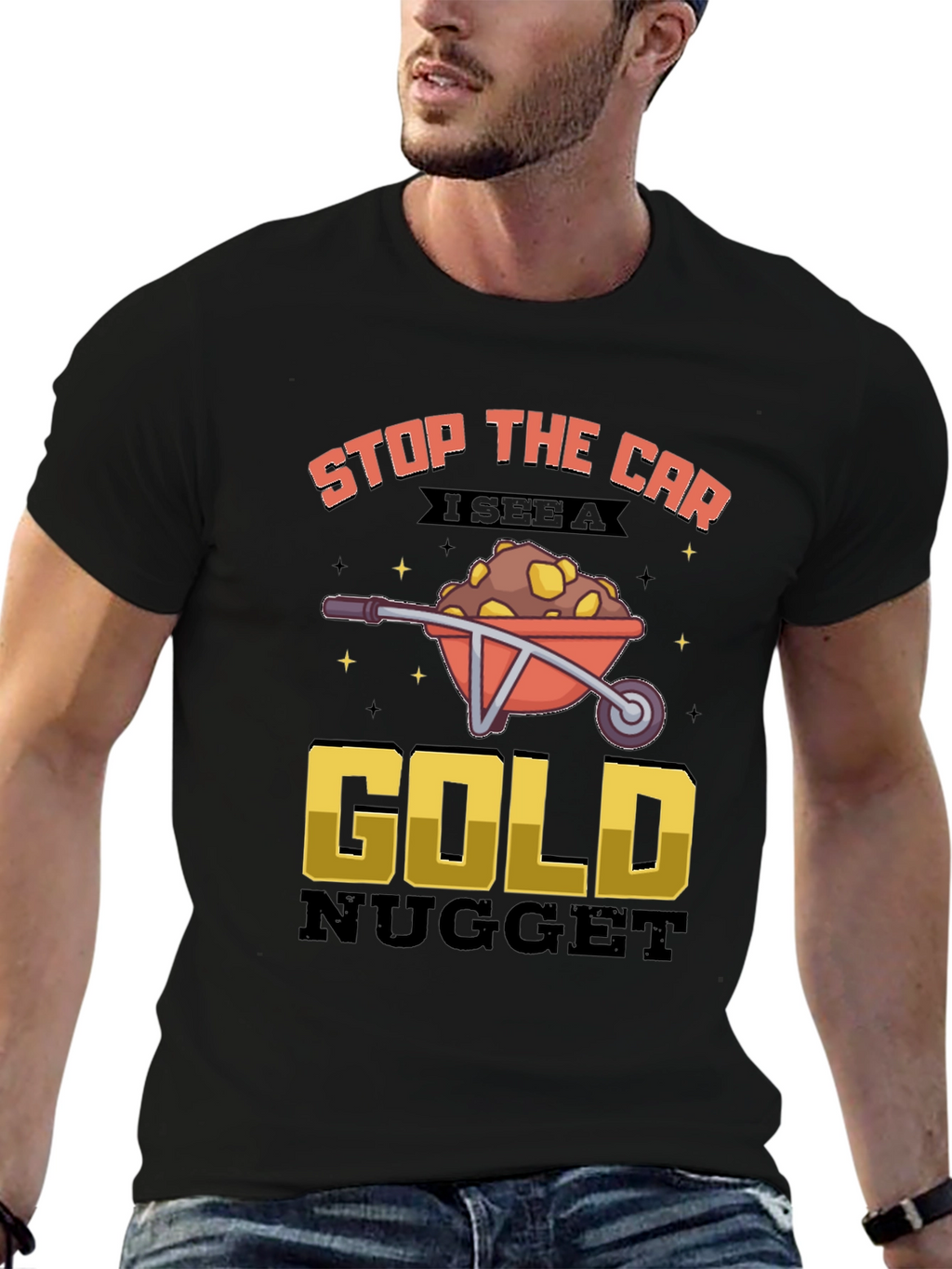 Funny Gold Nugget Wheelbarrow Graphic Tee