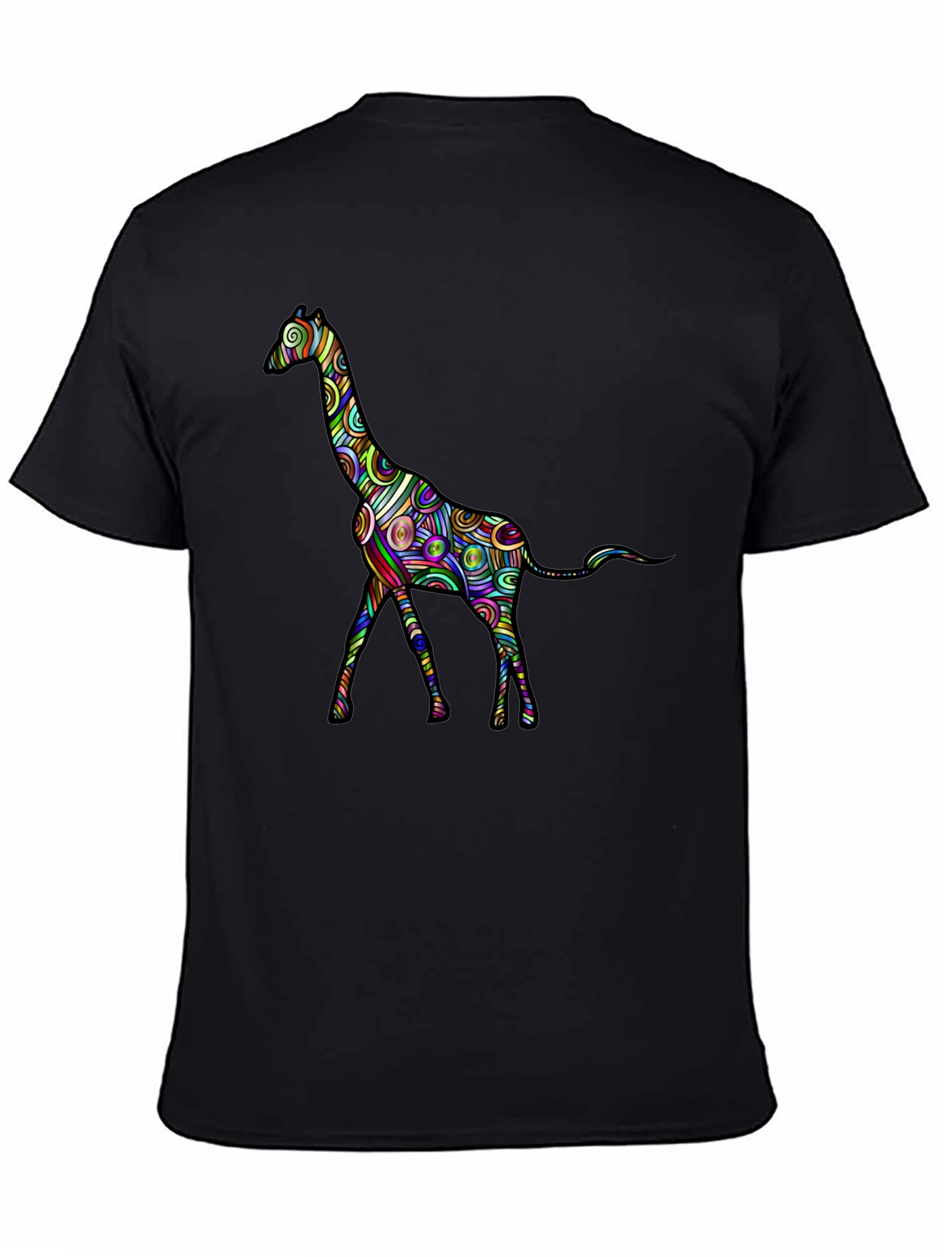 Psychedelic Giraffe Print Black T-Shirt