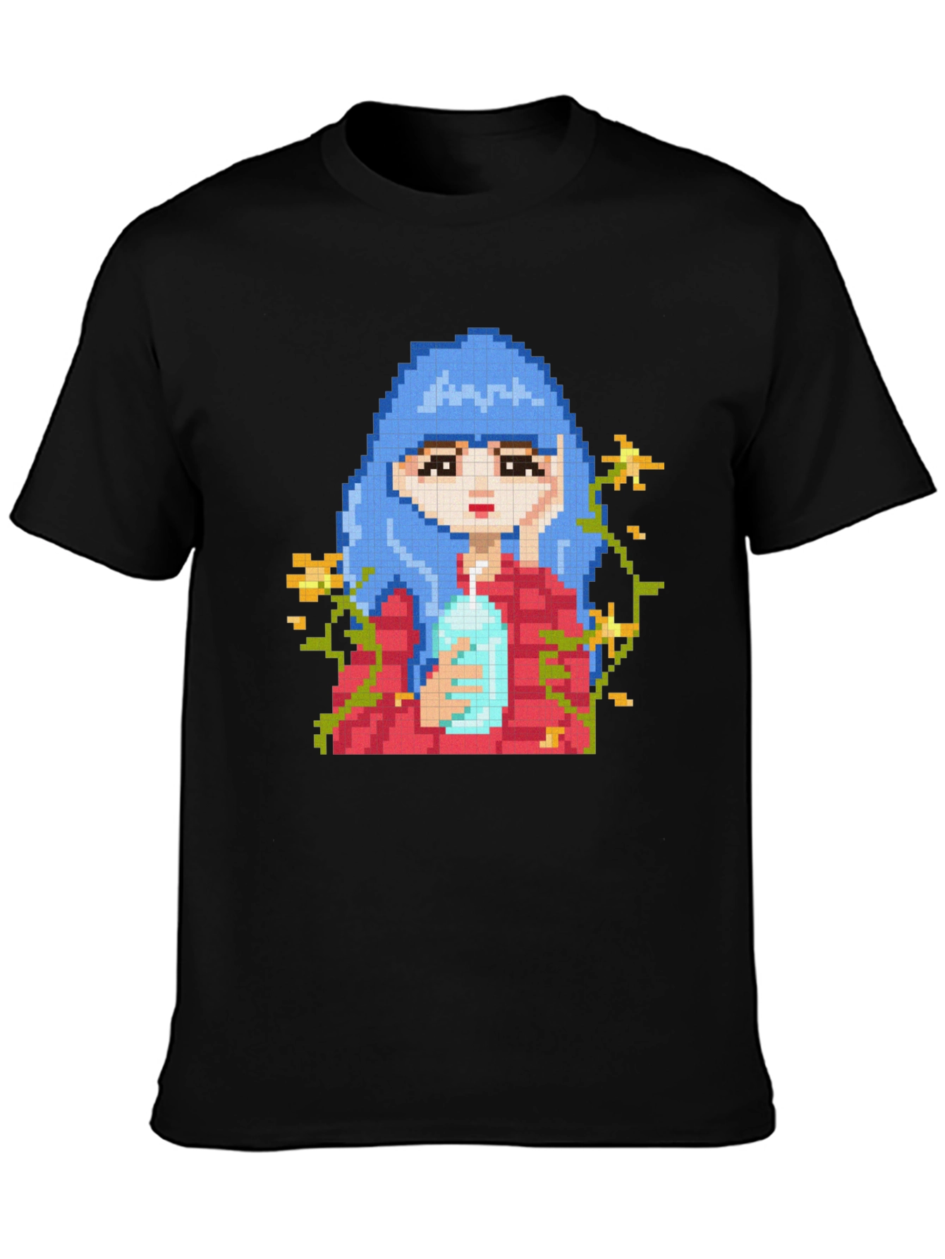 Pixel Art Girl T-Shirt - Black