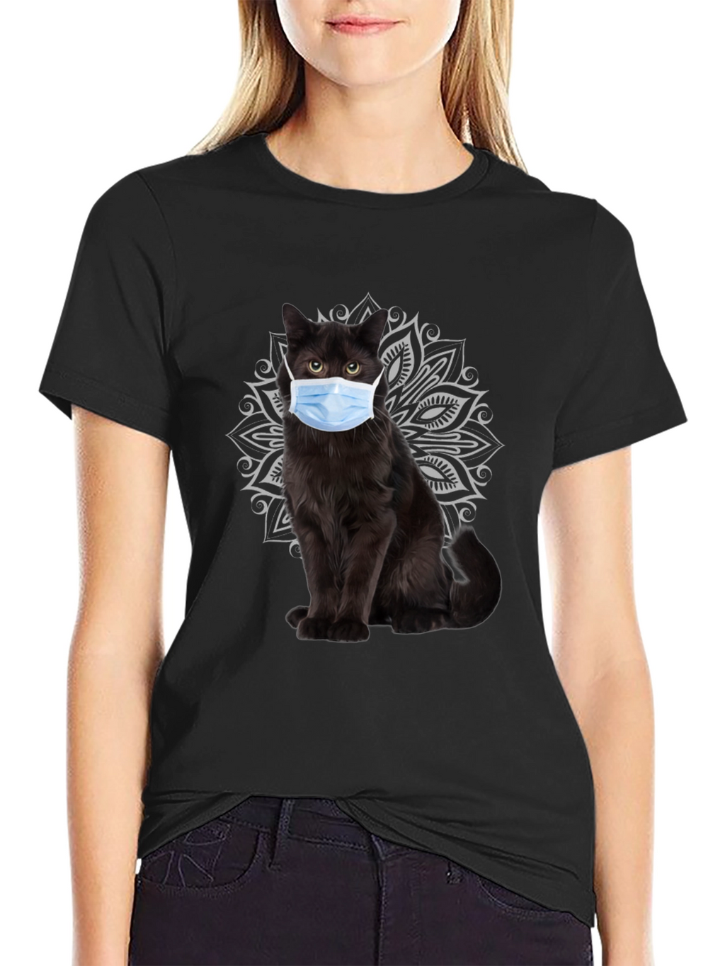 Masked Cat Graphic Tee - Unique Novelty T-Shirt