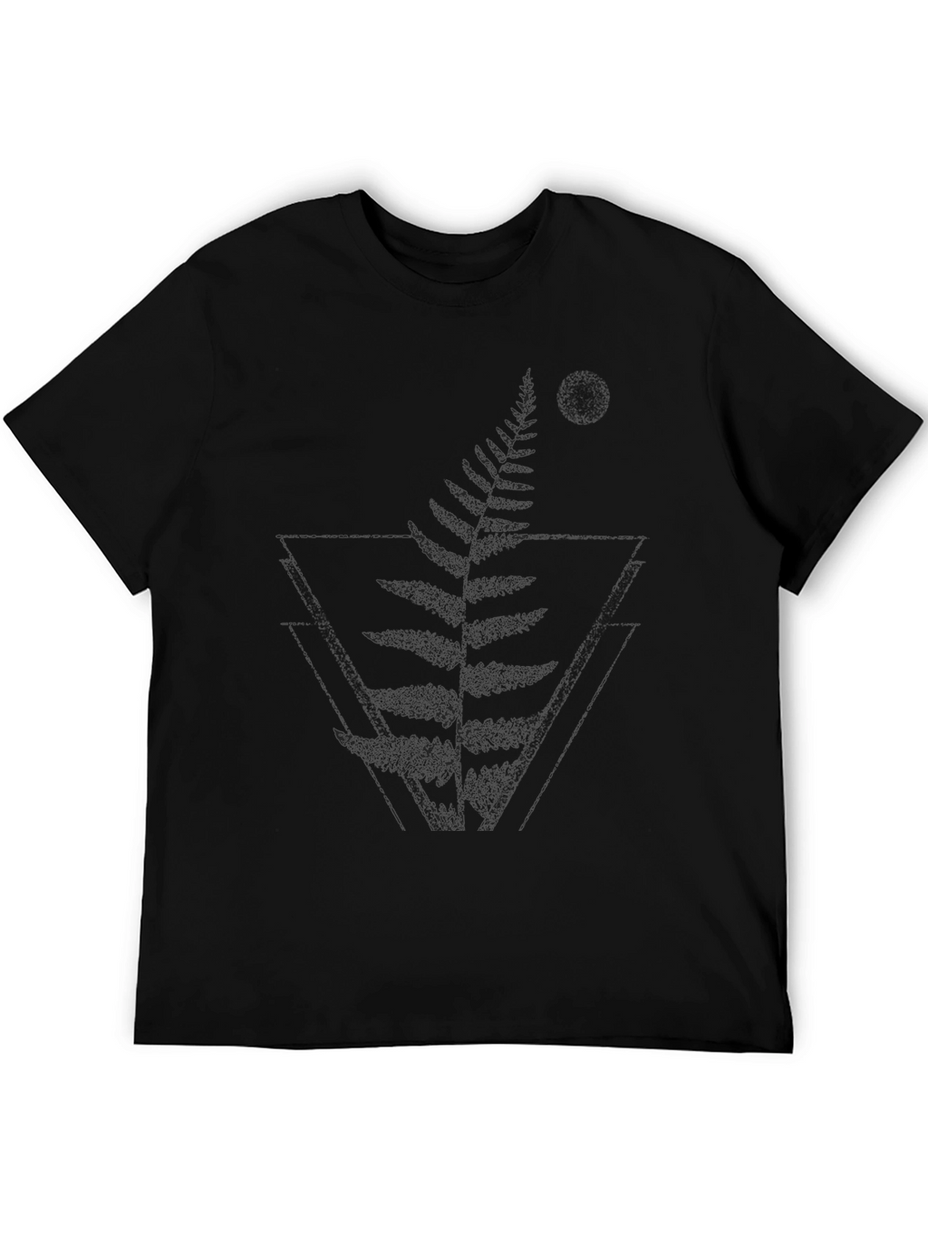 Geometric Fern Graphic Tee - Modern Black T-Shirt