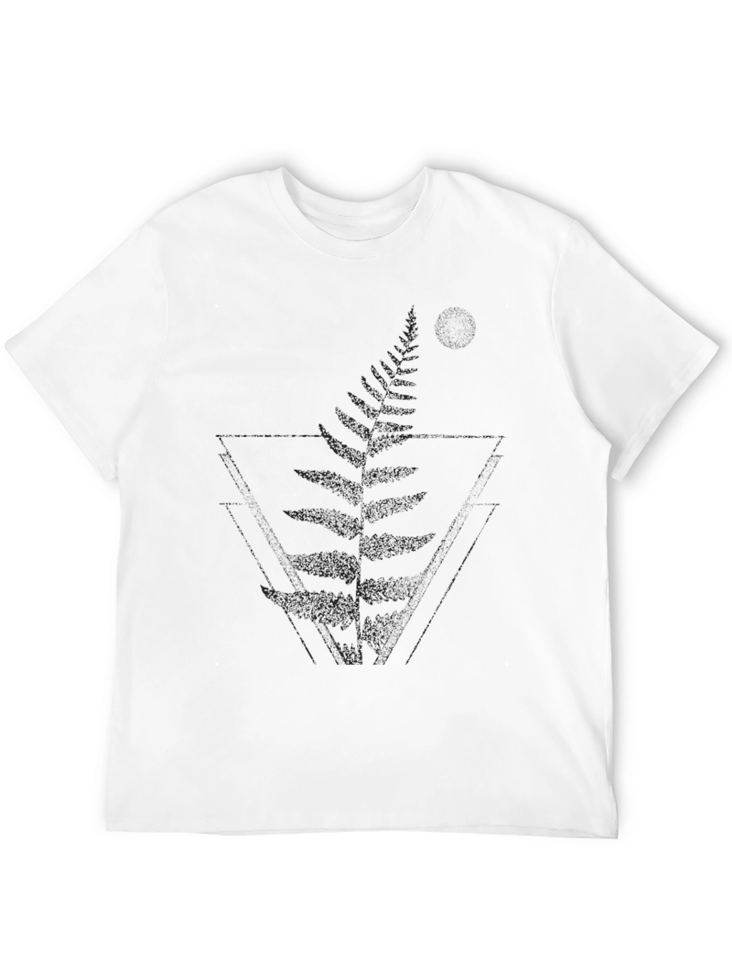 Geometric Fern Graphic Tee - Modern Black T-Shirt