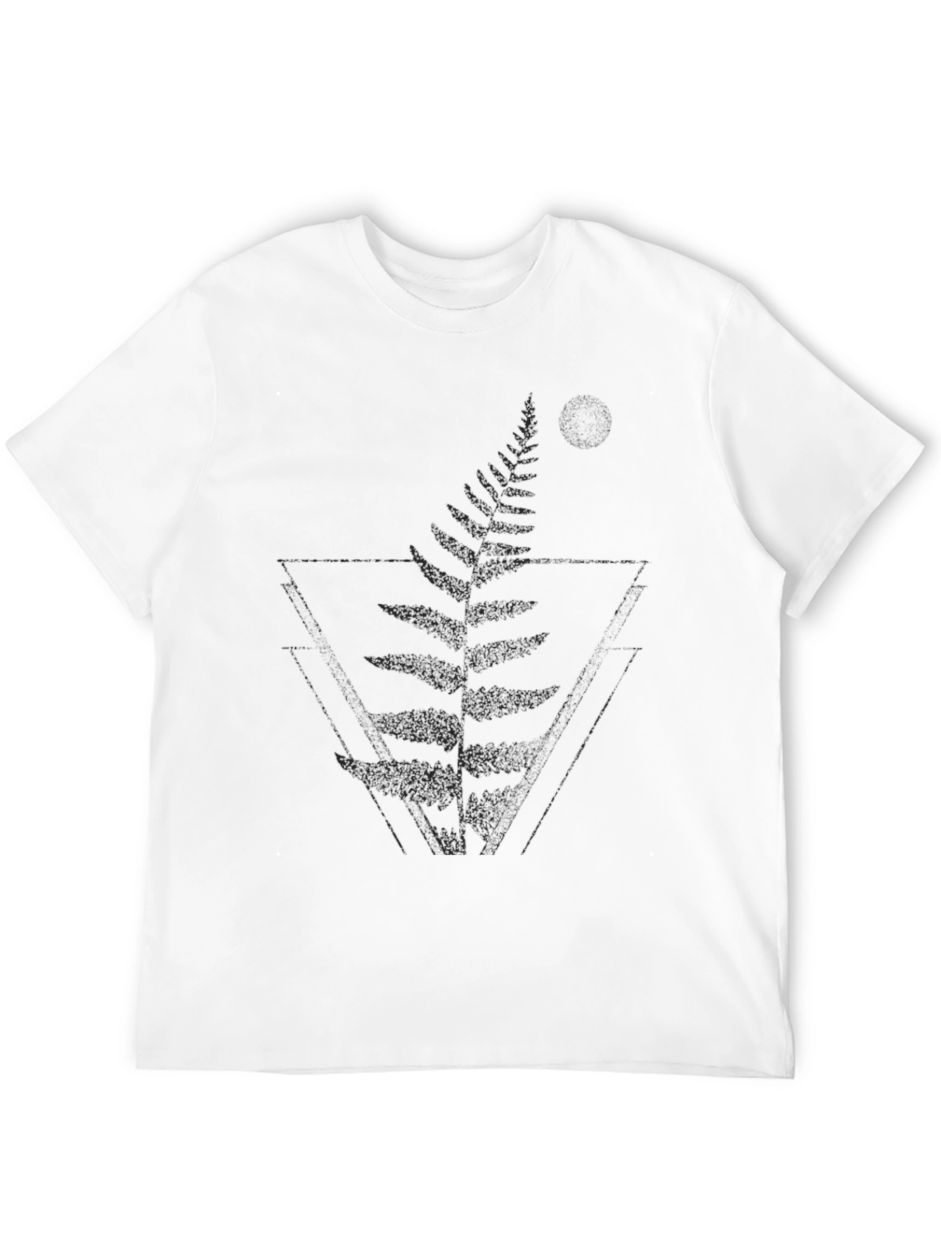 Geometric Fern Graphic Tee - Modern Black T-Shirt