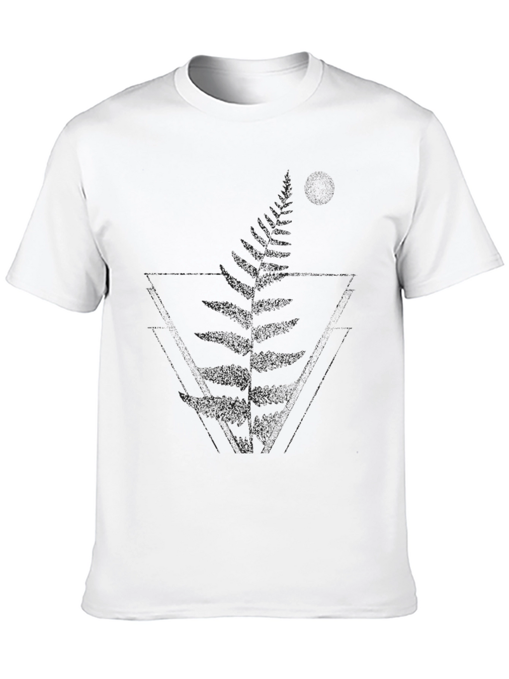 Geometric Fern Graphic Tee - Modern Black T-Shirt
