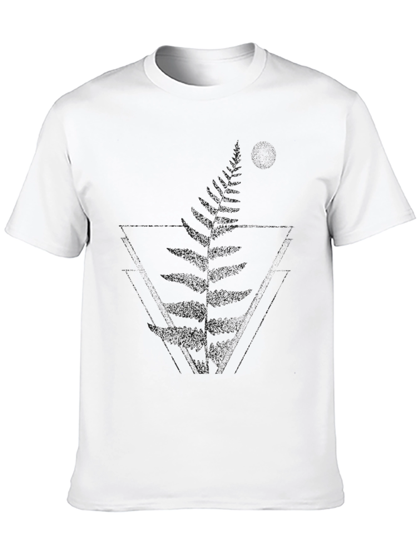 Geometric Fern Graphic Tee - Modern Black T-Shirt