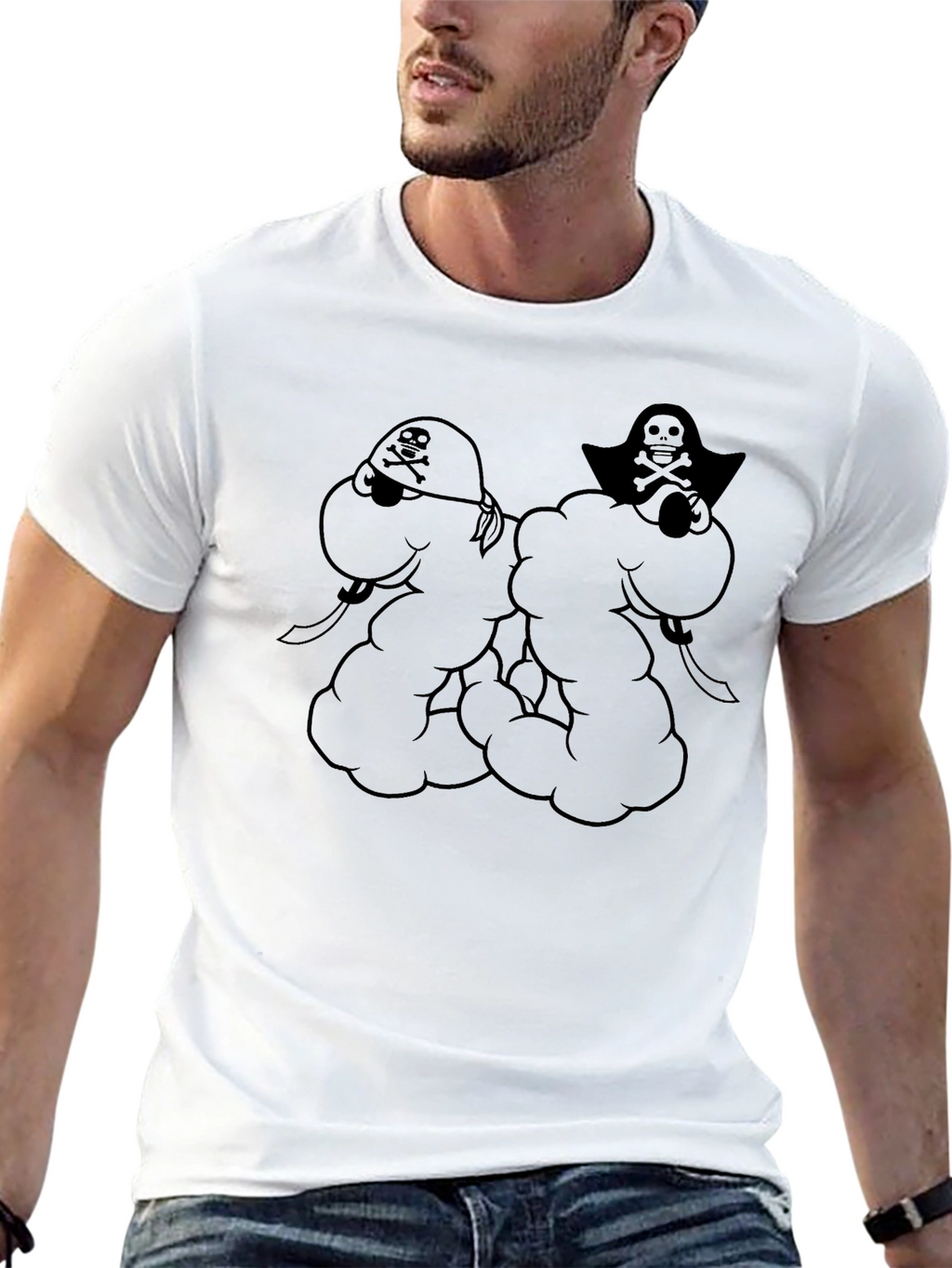 Mens Black Pirate Skull & Crossbones Graphic T-Shirt