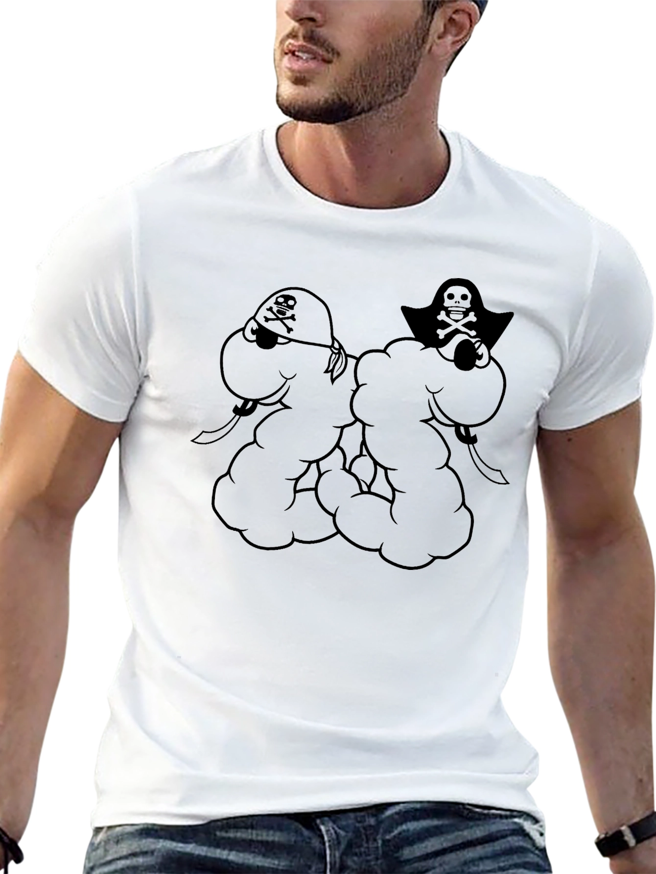 Mens Black Pirate Skull & Crossbones Graphic T-Shirt