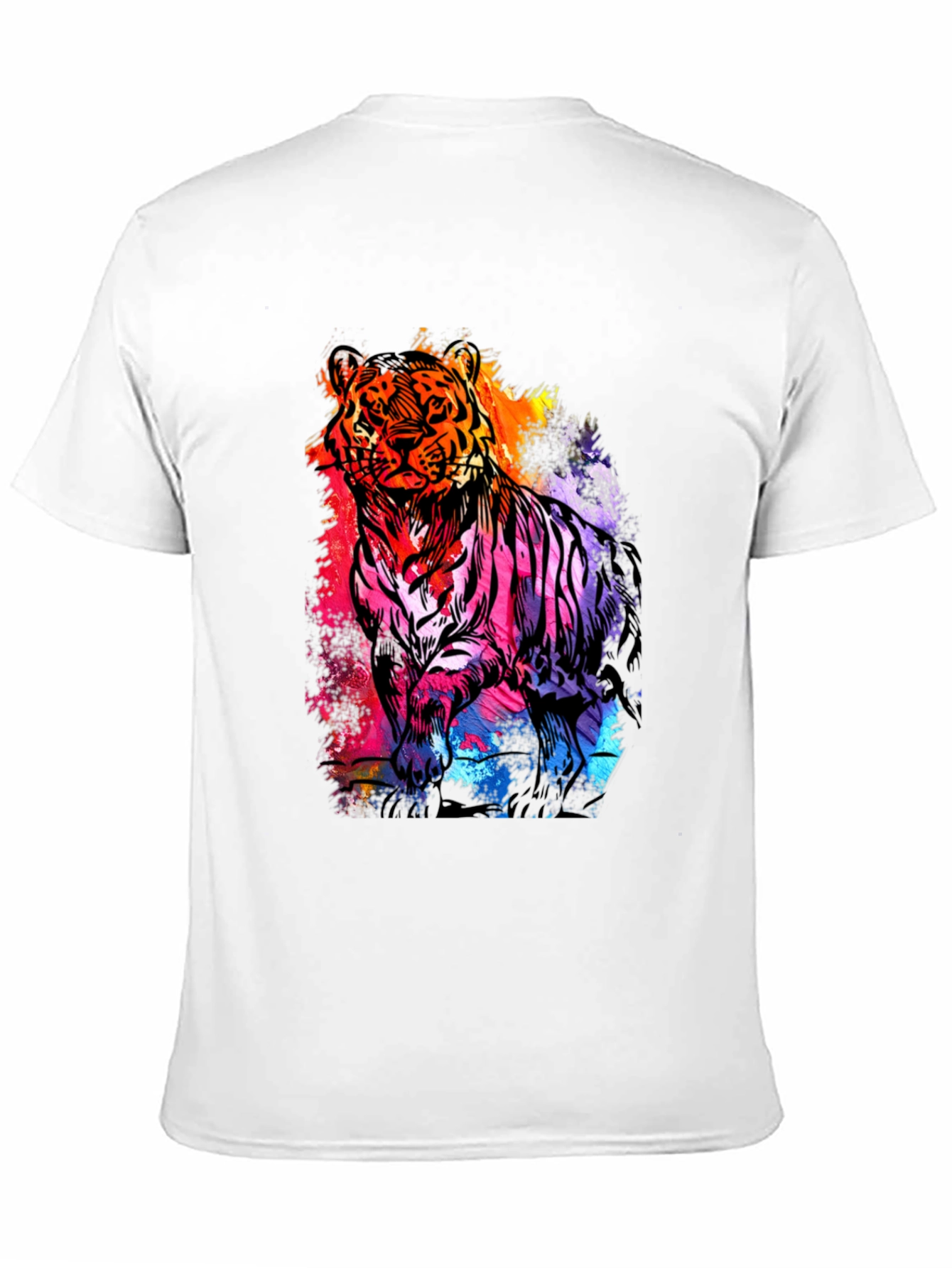 Vibrant Tiger Graphic Print Mens Black T-Shirt