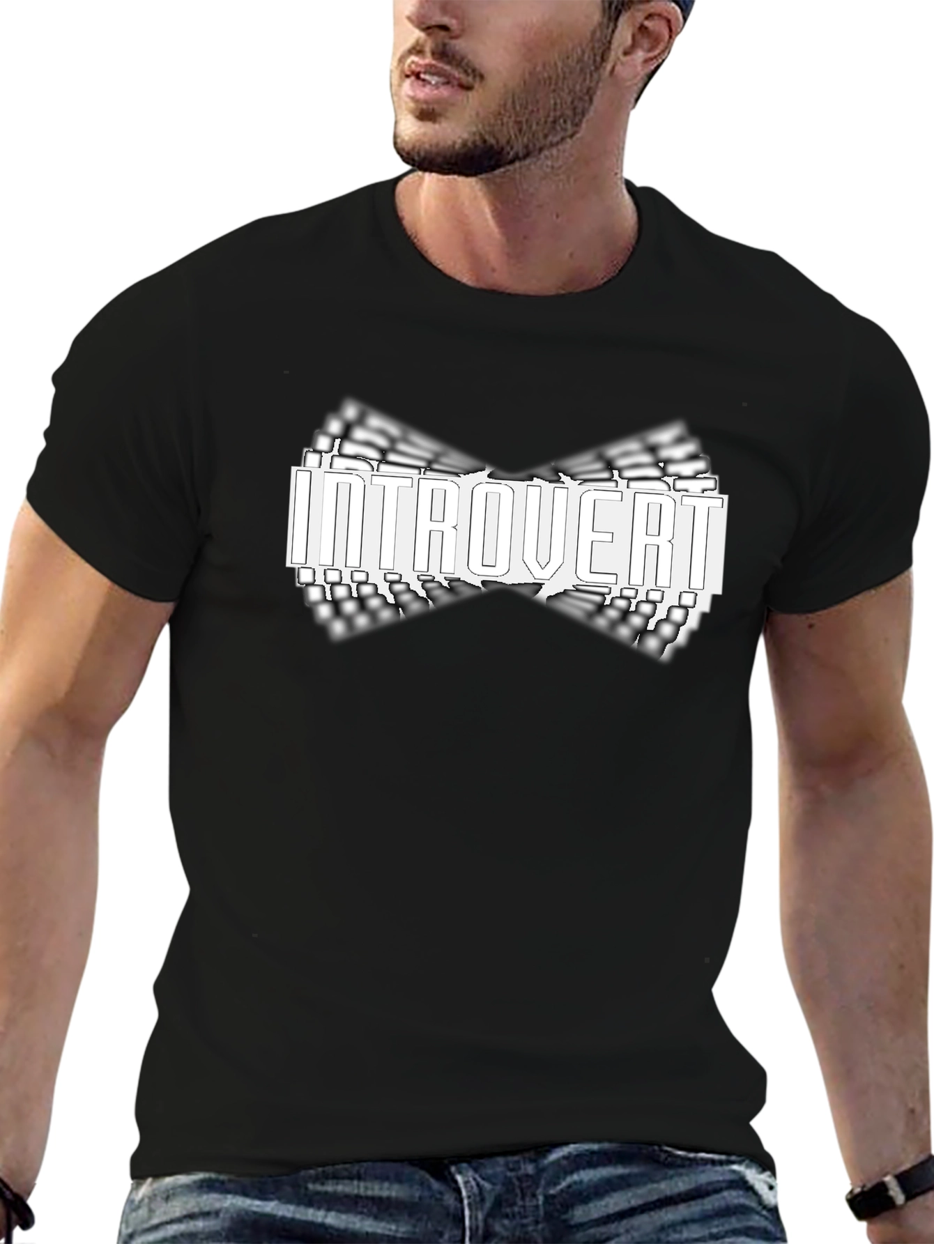 Introvert Bow Tie Graphic Black T-Shirt
