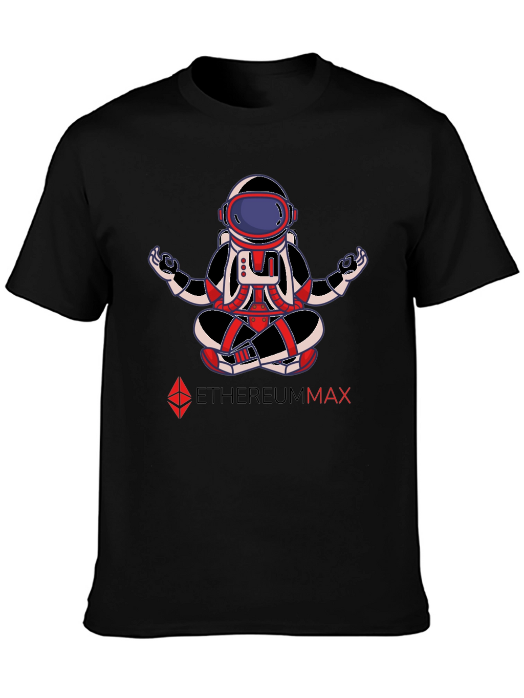 EthereumMax Meditation Astronaut Black T-Shirt