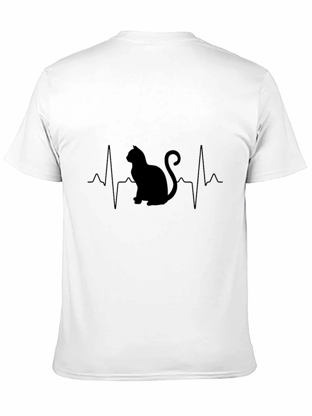 Cat Heartbeat Graphic T-Shirt - Black