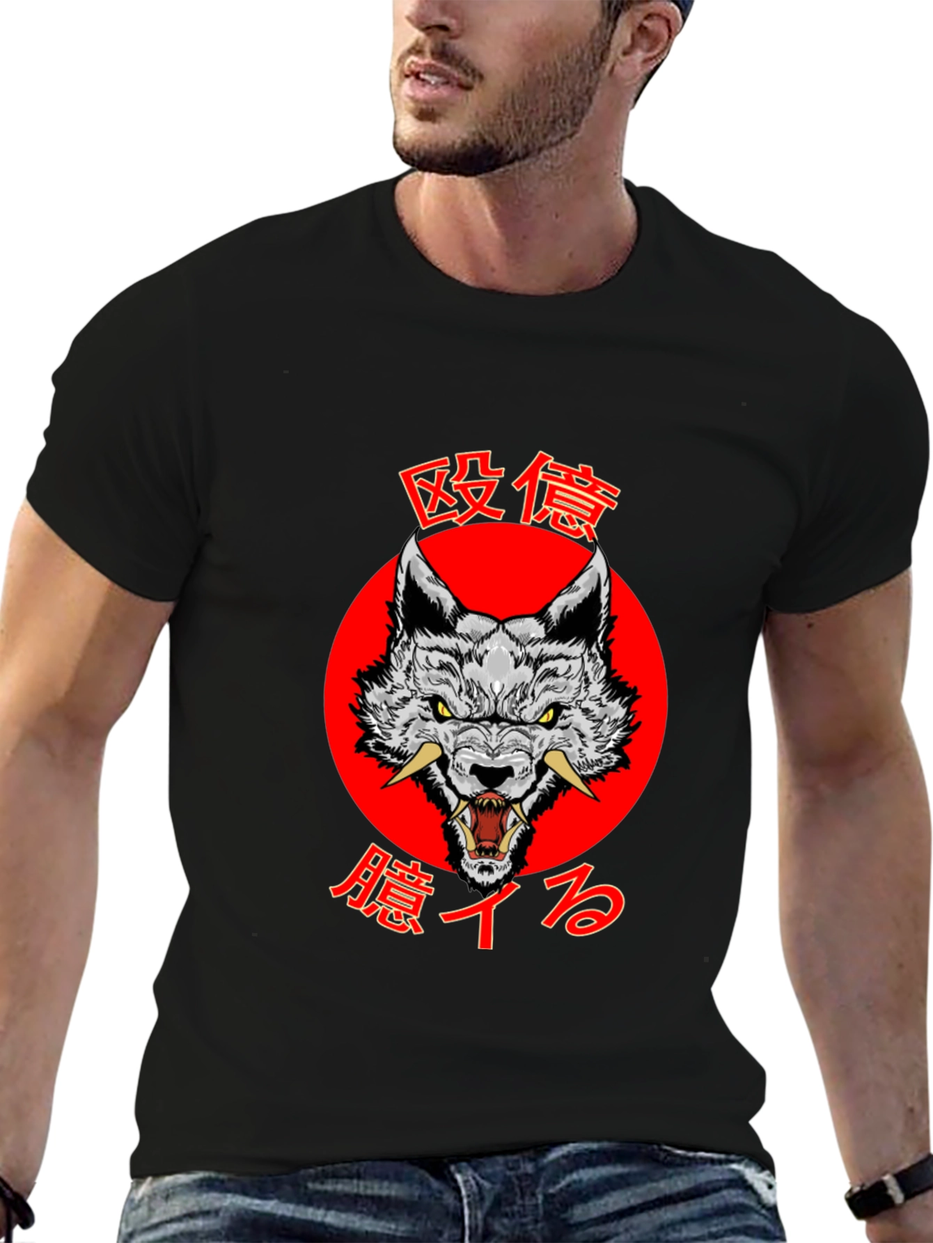 Japanese Wolf Graphic Tee - Bold Style