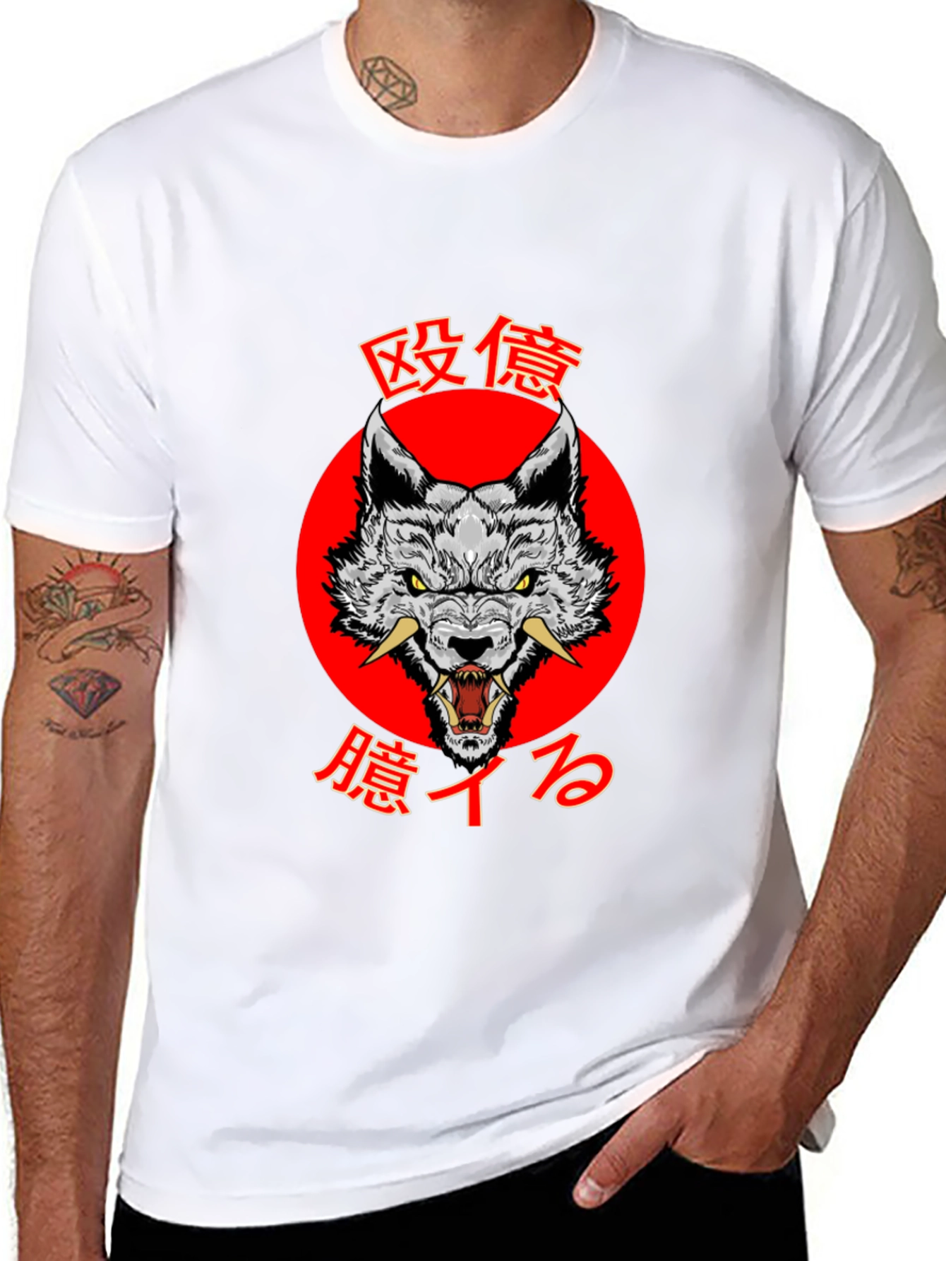Japanese Wolf Graphic Tee - Bold Style