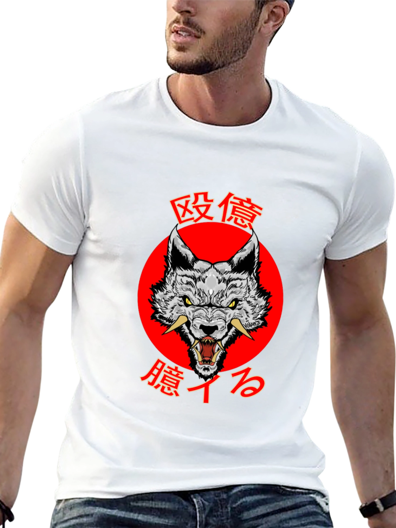 Japanese Wolf Graphic Tee - Bold Style