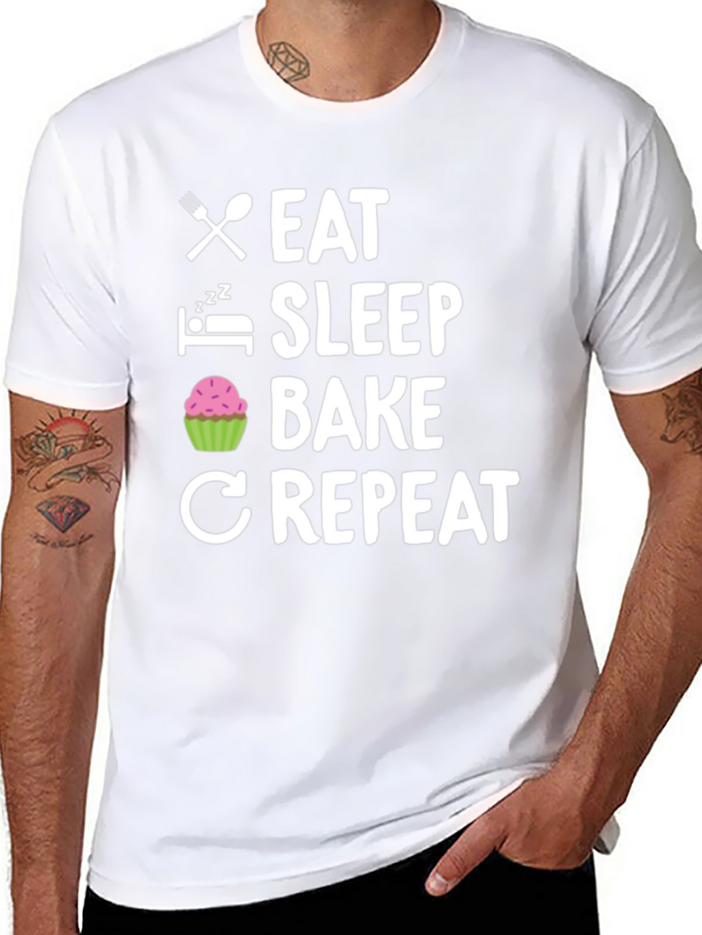Eat Sleep Bake Repeat Graphic Tee