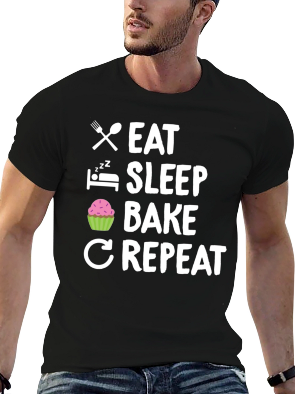 Eat Sleep Bake Repeat Graphic Tee