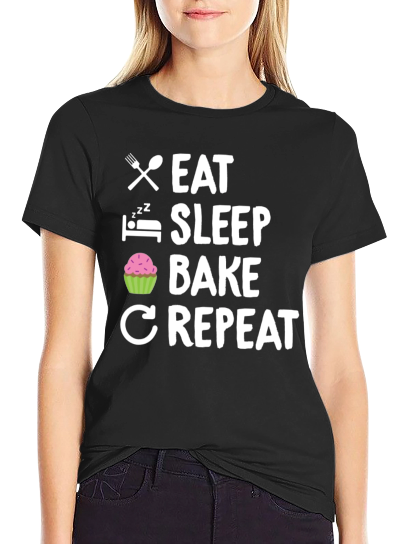 Eat Sleep Bake Repeat Graphic Tee