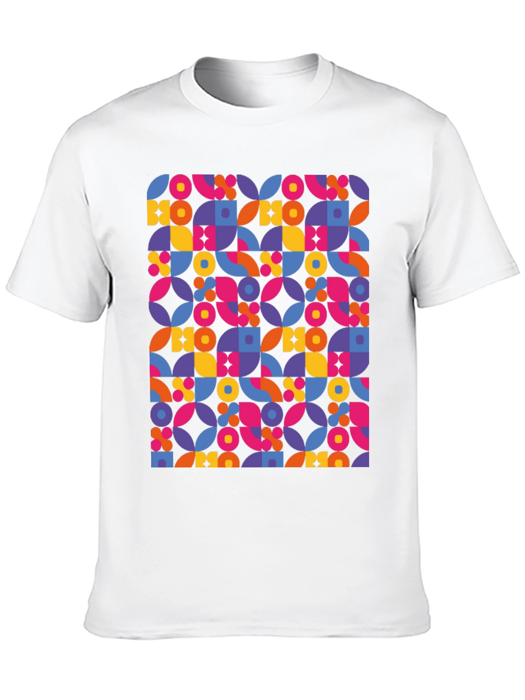 Retro Geometric Print Black T-Shirt