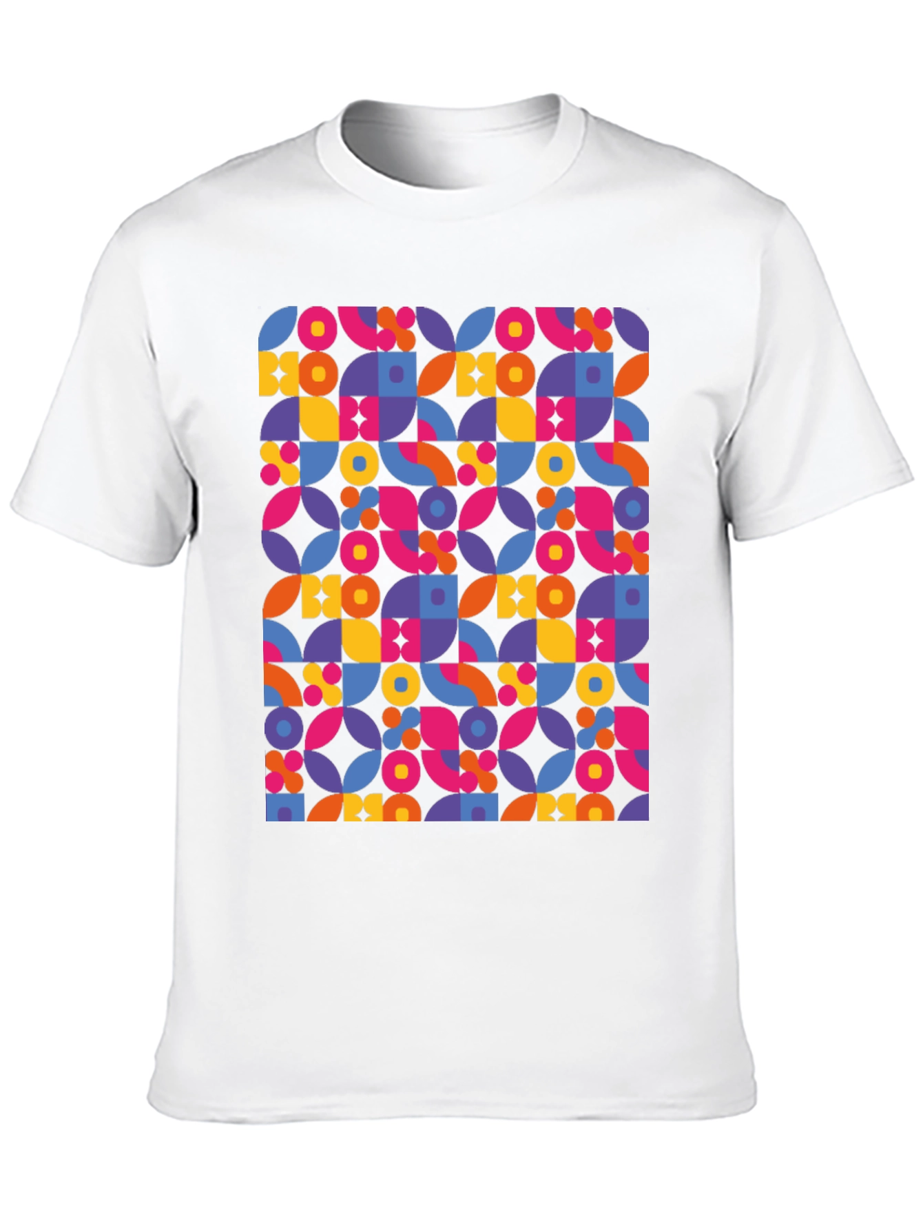 Retro Geometric Print Black T-Shirt