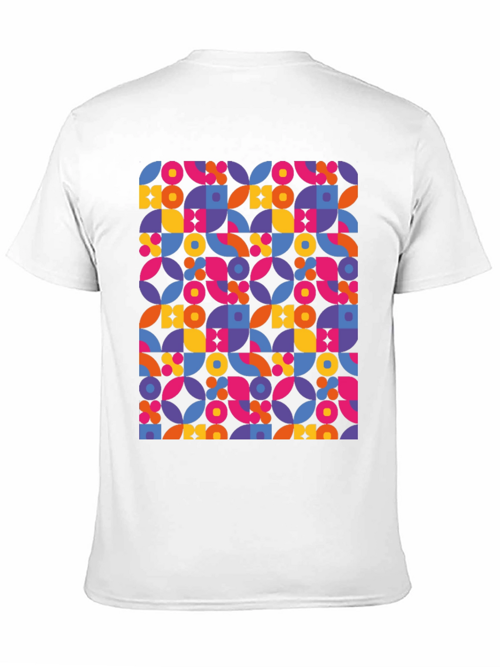 Retro Geometric Print Black T-Shirt