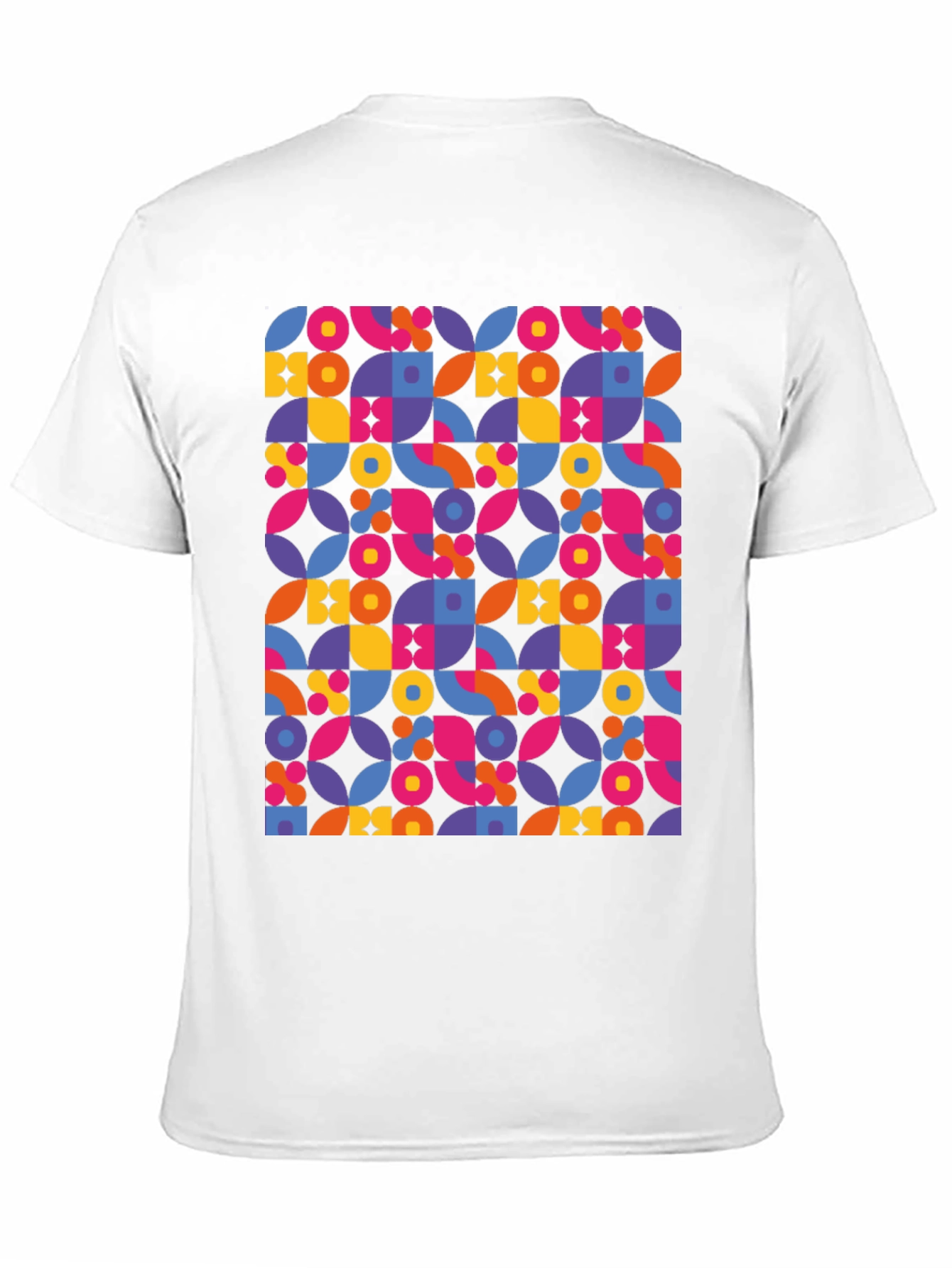 Retro Geometric Print Black T-Shirt