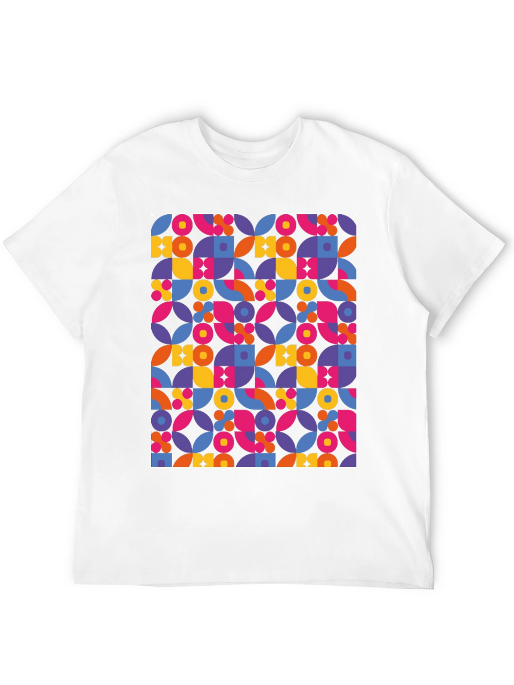 Retro Geometric Print Black T-Shirt