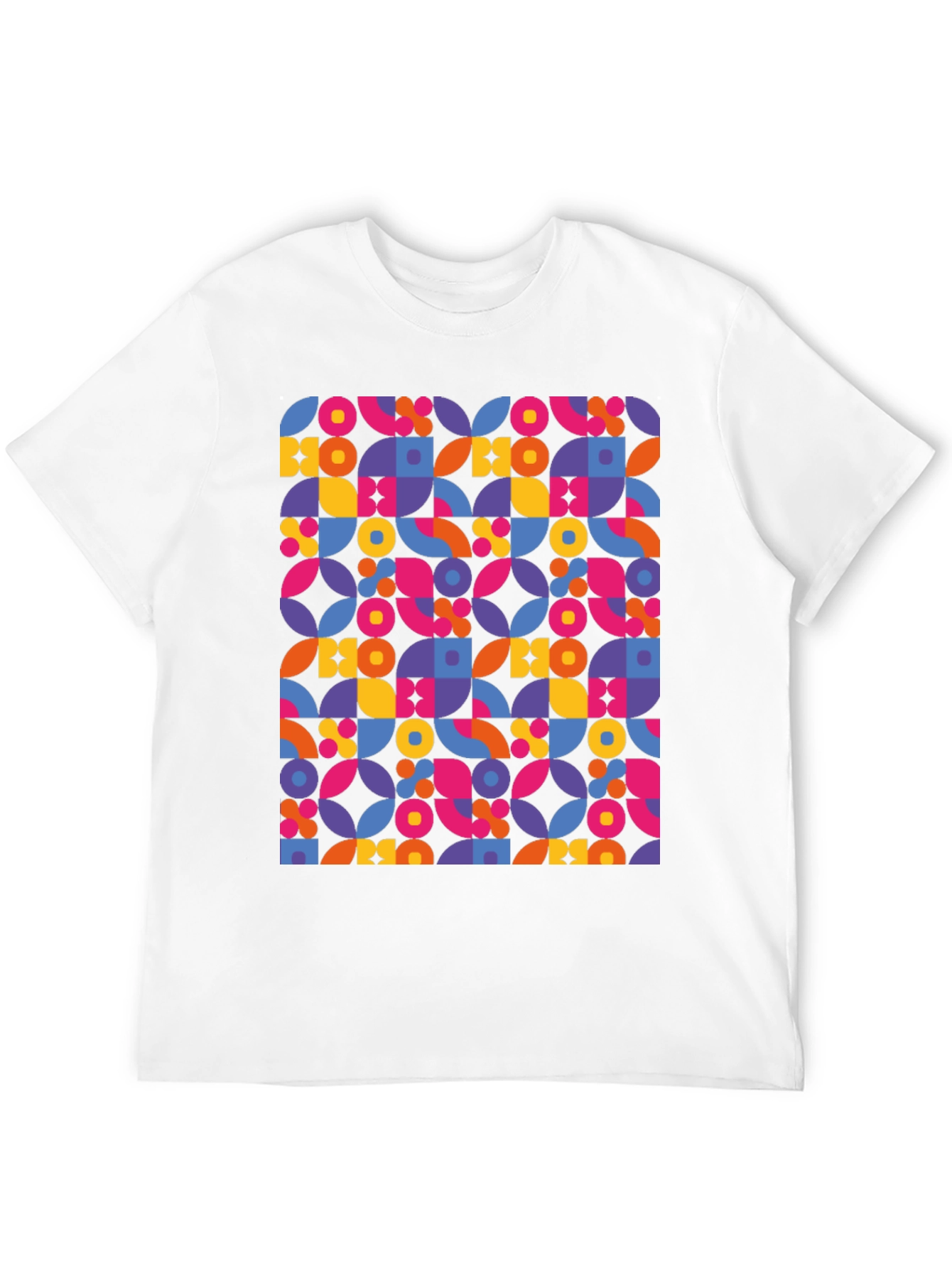 Retro Geometric Print Black T-Shirt