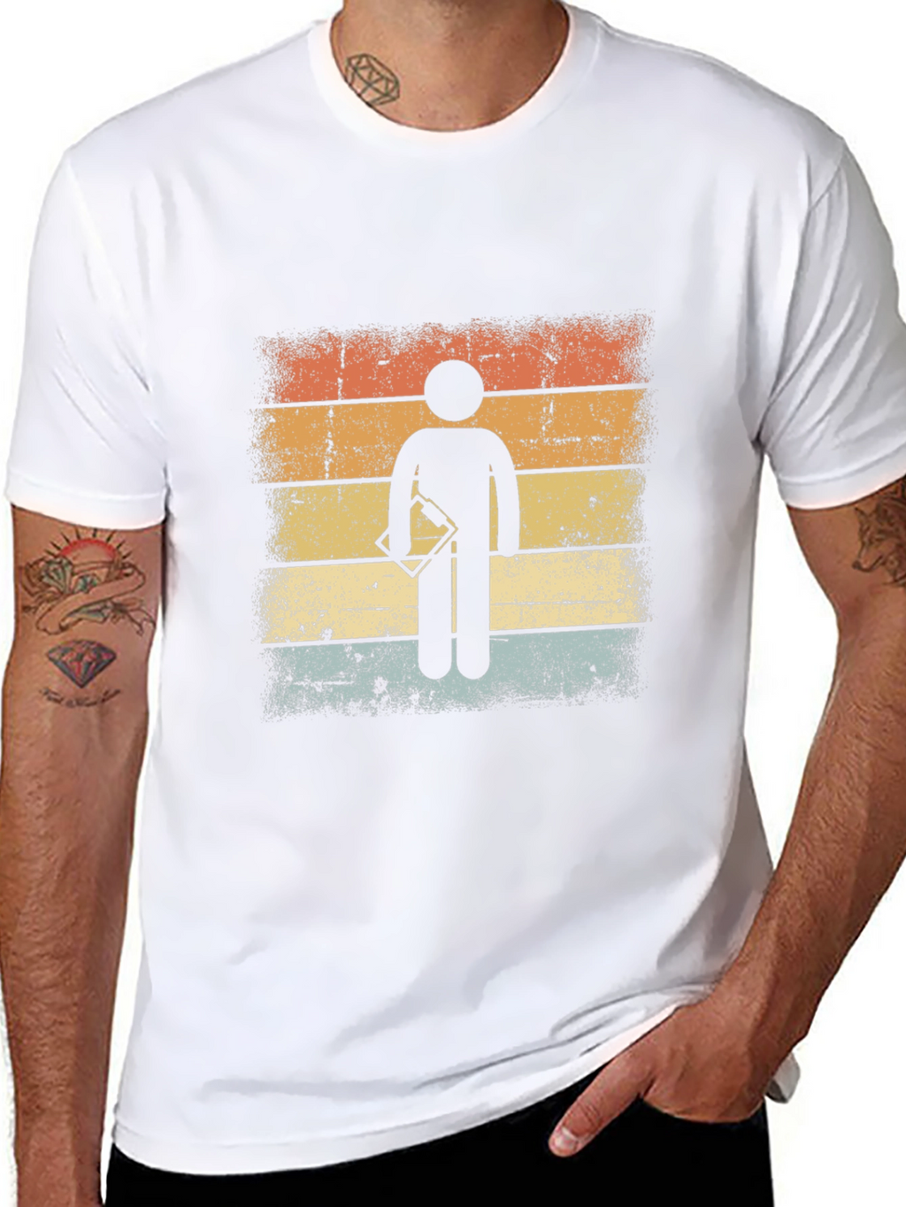 Retro Surveyor Stick Figure Graphic T-Shirt