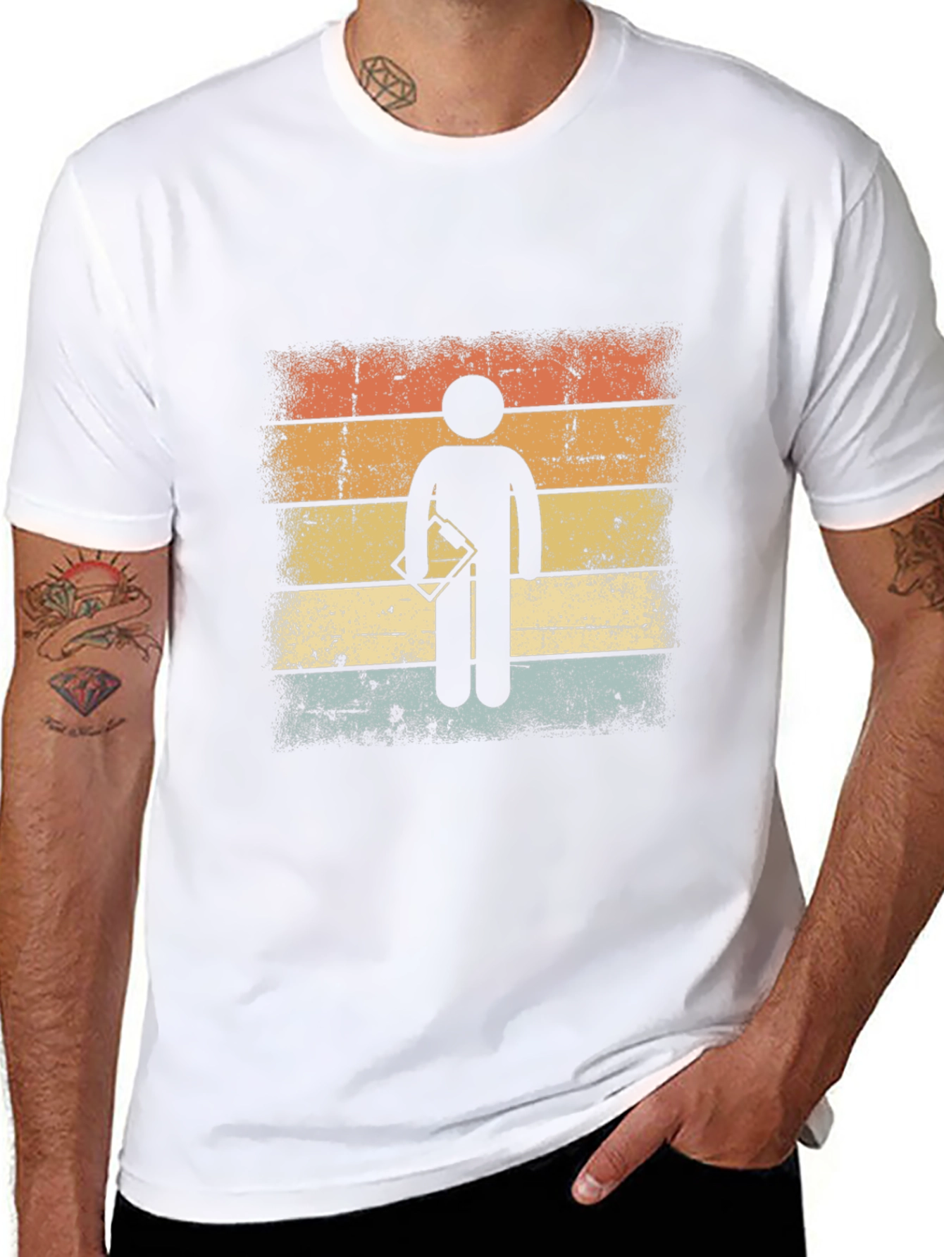 Retro Surveyor Stick Figure Graphic T-Shirt