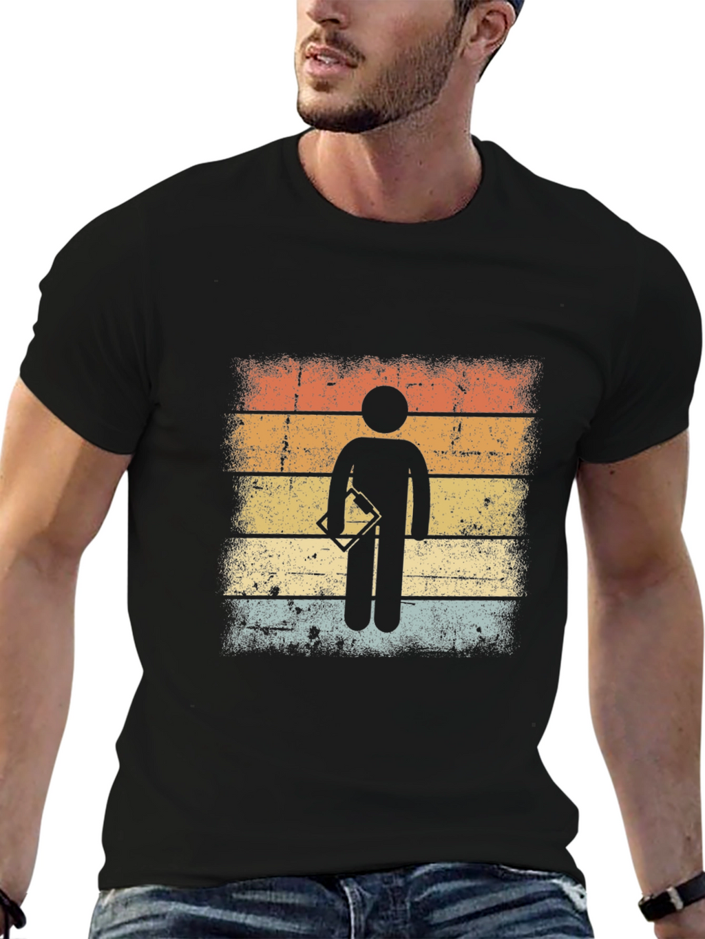 Retro Surveyor Stick Figure Graphic T-Shirt