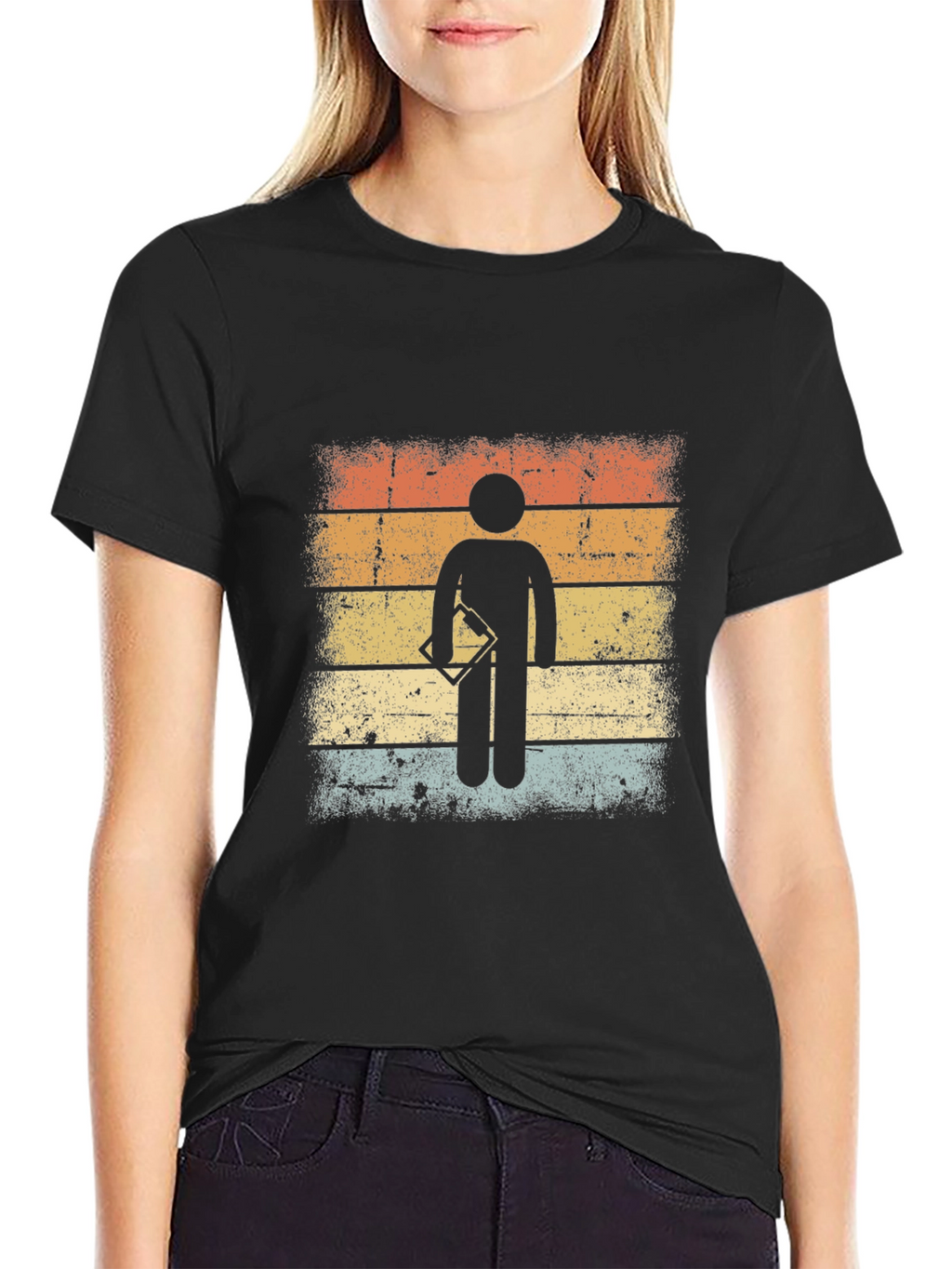 Retro Surveyor Stick Figure Graphic T-Shirt